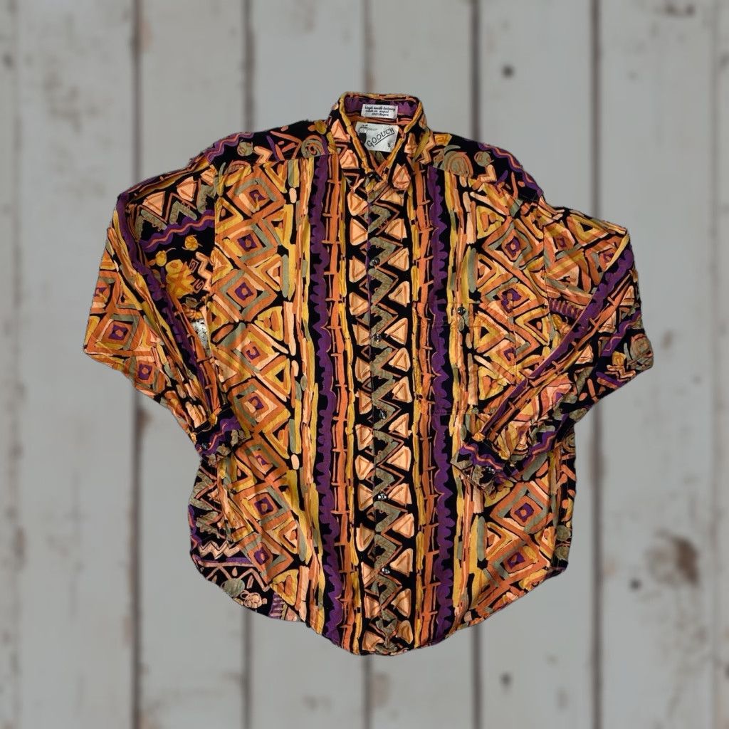Vintage VINTAGE Goouch Shirt Mens Small Abstract Rayon Button Up 90s Art Print Size US S / EU 44-46 / 1 - 1 Thumbnail