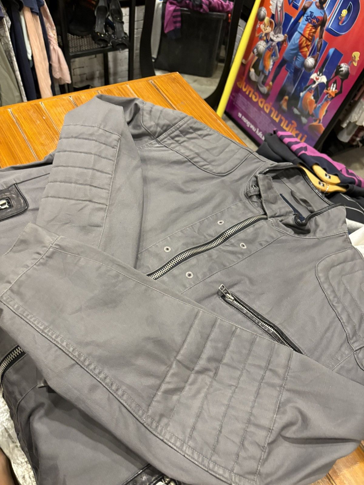 Nautica Vintage Y2K Nautica Charcoal Quilted Moto Jacket Size US XL / EU 56 / 4 - 12 Thumbnail