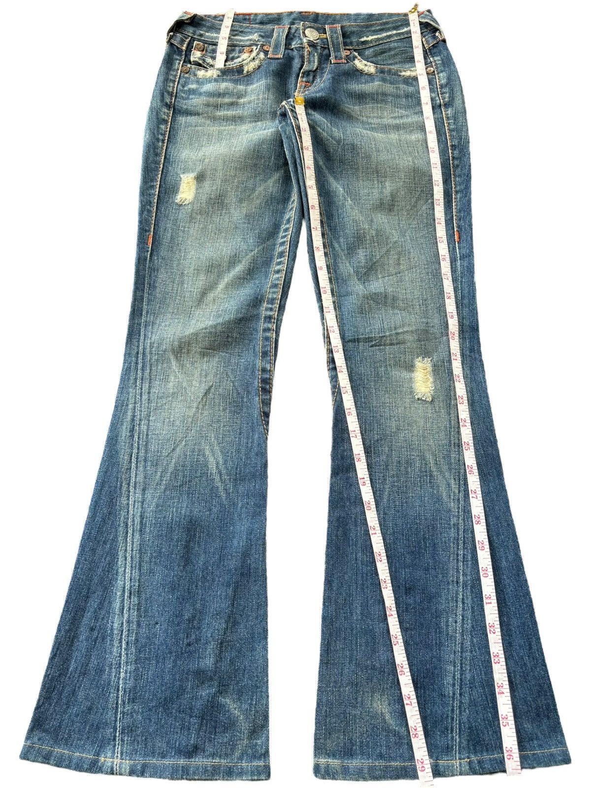 True Religion Vintage True Religion Joey Mud Wash Distress Flare Jeans Size 27" / US 4 / IT 40 - 7 Thumbnail