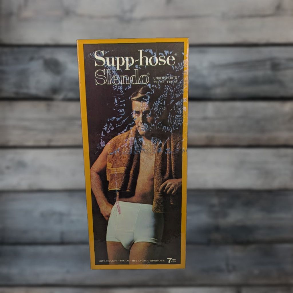 Vtg Supp-Hose Slendo Undershorts Girdle Underwear Mens S 30-32 Nylon Tricot Lycra Spandex Casual 1970s US Made Sealed