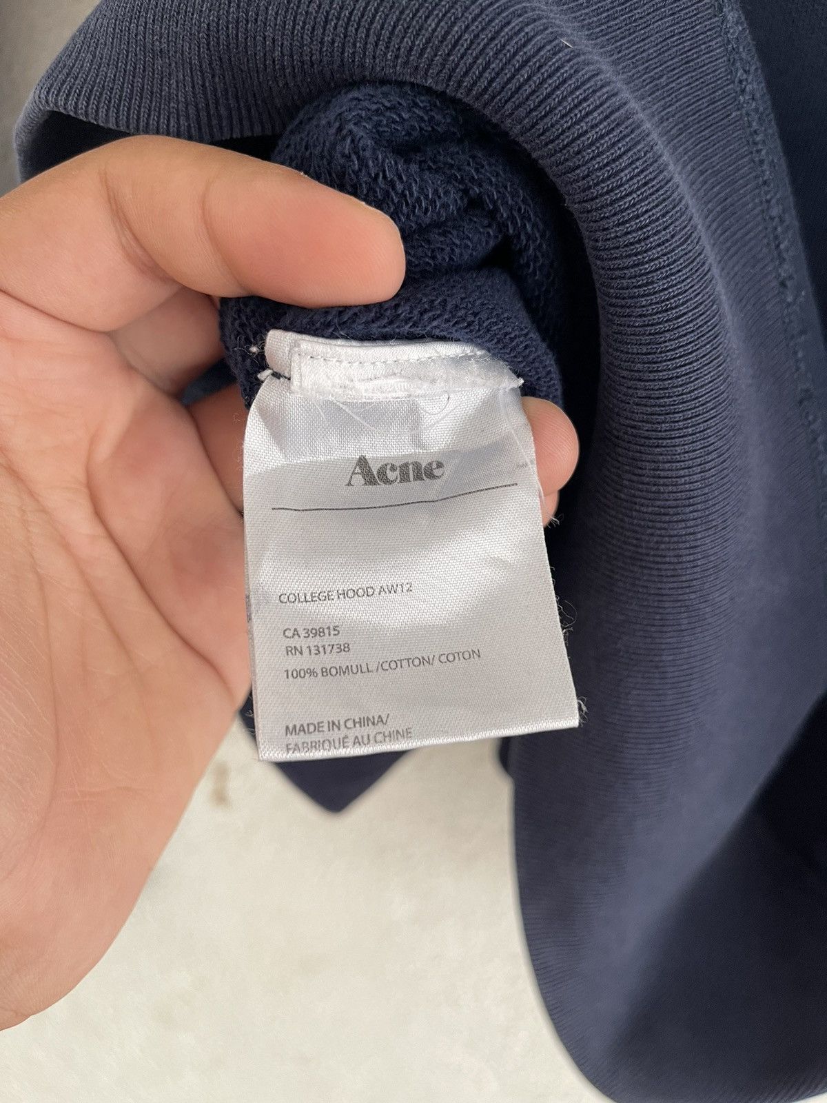 Acne Studios AW12 Acne Studios College Hood Navy Hoodie Faded Size US S / EU 44-46 / 1 - 7 Thumbnail