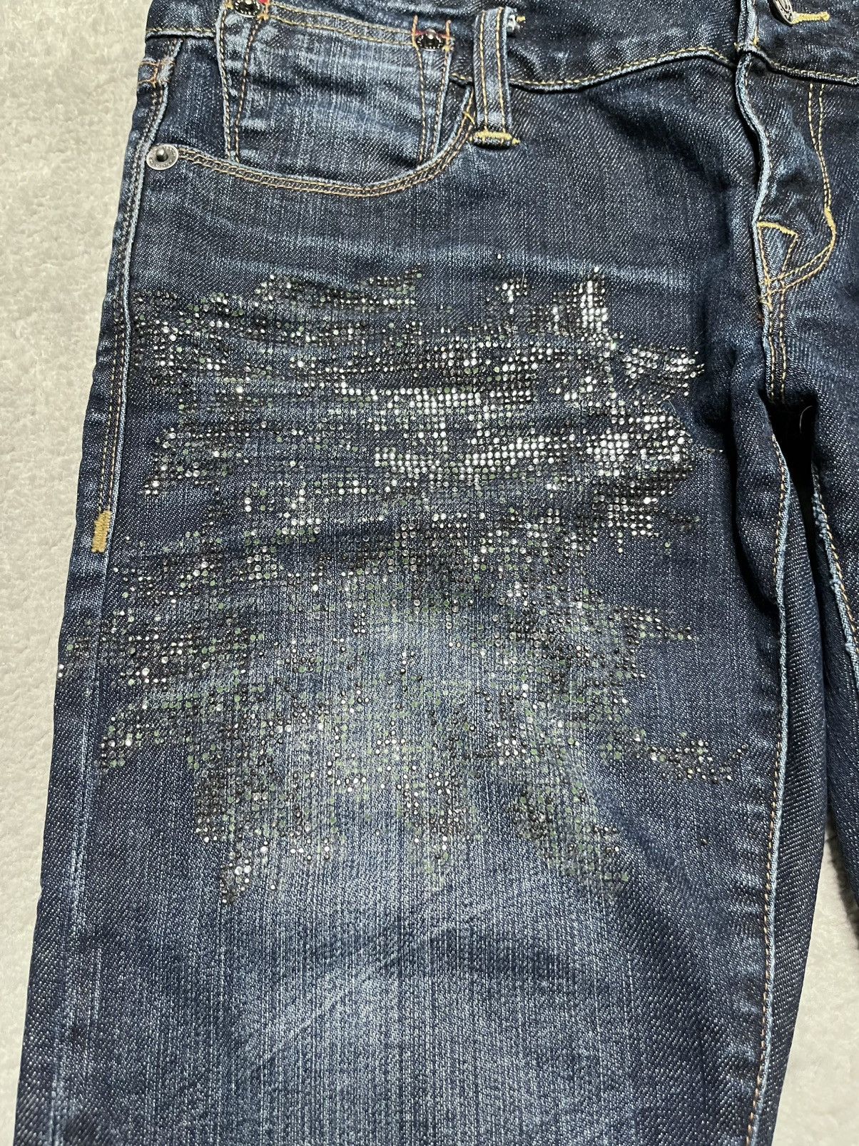 Ed Hardy Vintage Dark Blue Skinny Jeans Trousers Ed Hardy Sequins Size 28" / US 6 / IT 42 - 3 Thumbnail