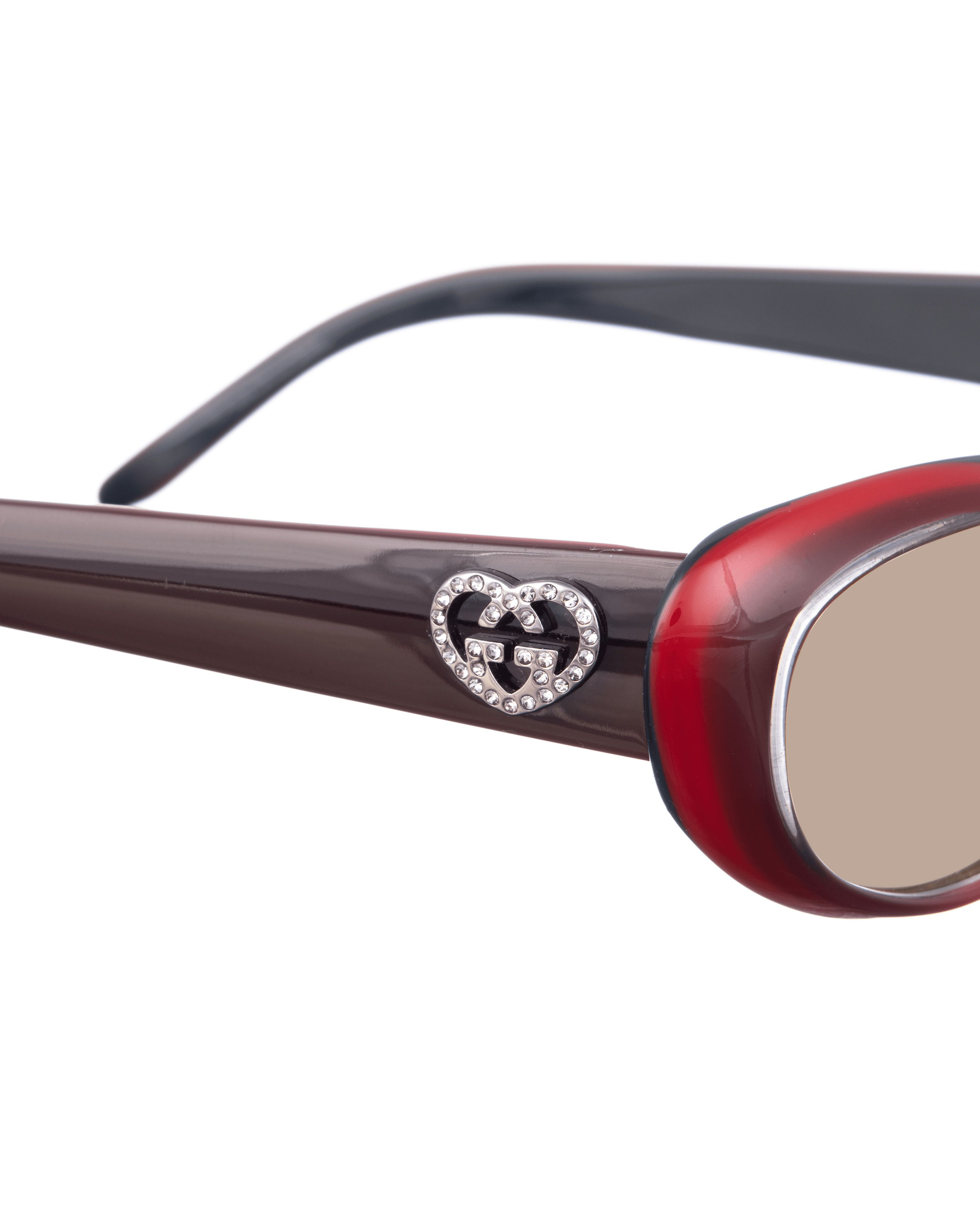 Gucci Gucci 00s Black & Red Cat Eye Sunglasses with Crystal Hearts Size ONE SIZE - 2 Thumbnail