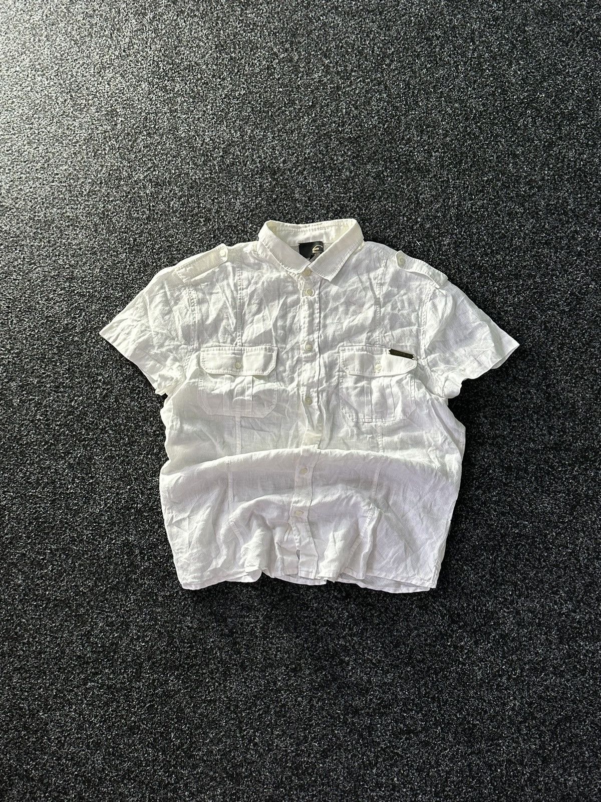 Just Cavalli × Vintage RARE🚨 SS04 Just Cavalli White Eroded Floral Shirt metal logo Size US XL / EU 56 / 4 - 1 Thumbnail