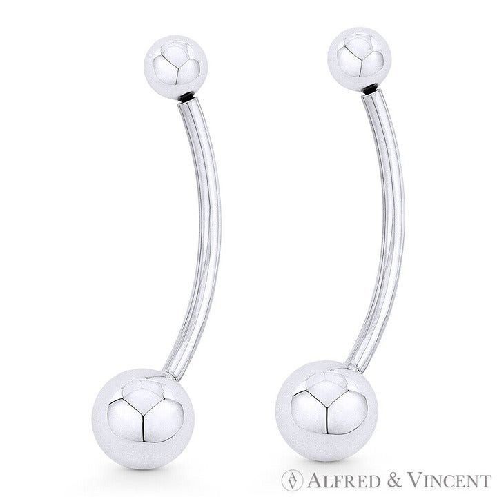 Other Curved Barbell Drop Earrings in .925 Sterling Silver Size ONE SIZE - 1 Preview