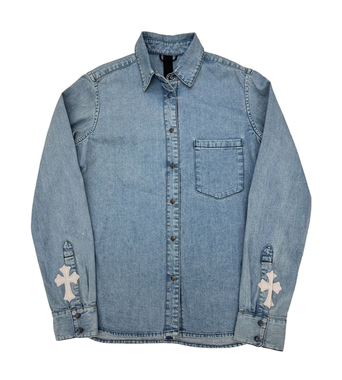 Chrome Hearts White leather cross patch denim jacket Size US L / EU 52-54 / 3 - 1 Thumbnail