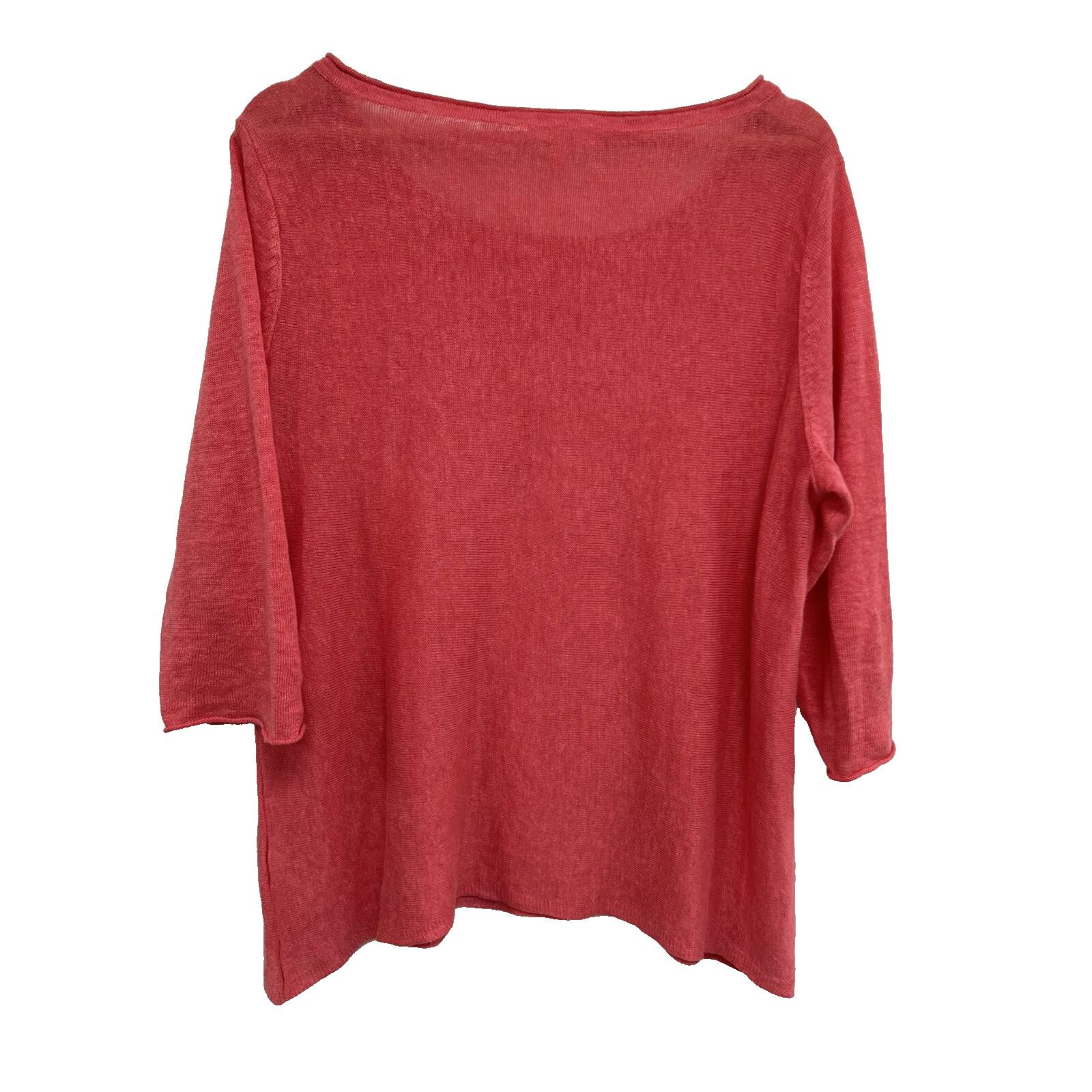 Eileen Fisher EILEEN FISHER Sweater Linen Fine Gauge 3/4 Sleeve L A001416 Size L / US 10 / IT 46 - 3 Thumbnail