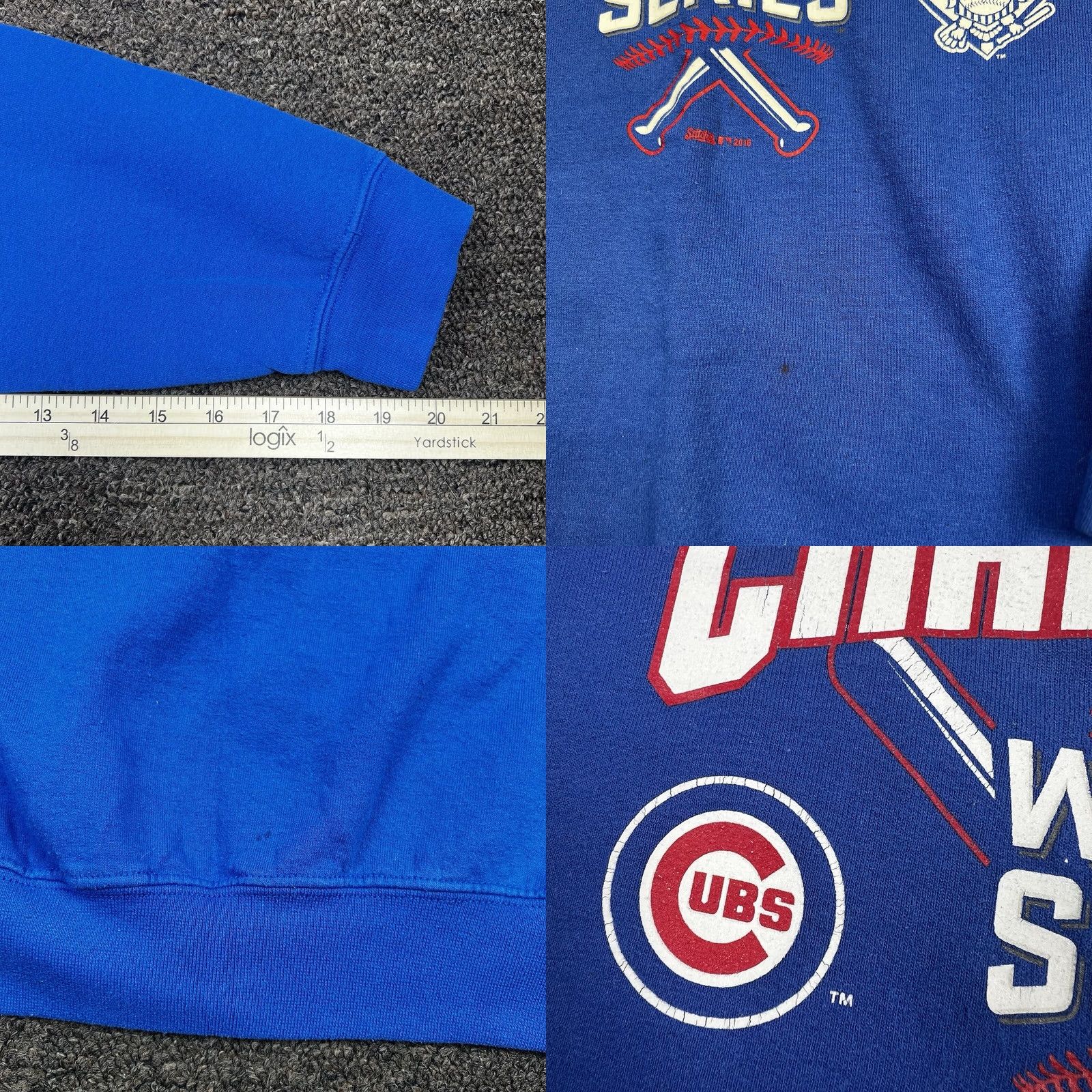 Gildan VINTAGE Chicago Cubs 2016 World Series Champion Baseball Crewneck Sweatshirt Mens M Blue Graphic Print Sweatshirt Size US M / EU 48-50 / 2 - 8 Thumbnail
