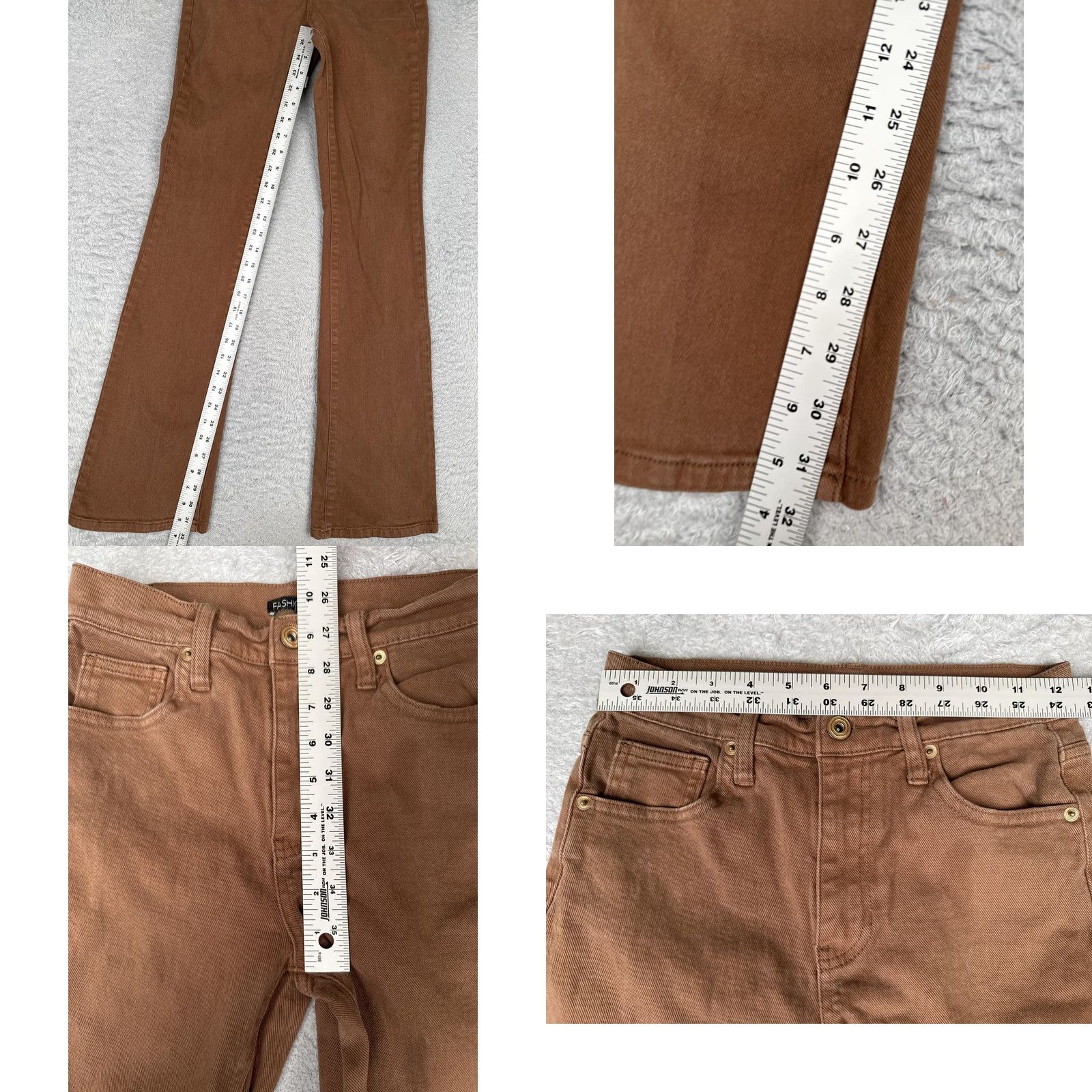 Fashion Nova FASHION NOVA Jeans Bootcut Womens 3/26 26 Brown Mid Rise Stretch Denim 5-Pocket Rise Mid/Bootcut 30.5 In Inseam Size 26" / US 2 / IT 38 - 8 Thumbnail
