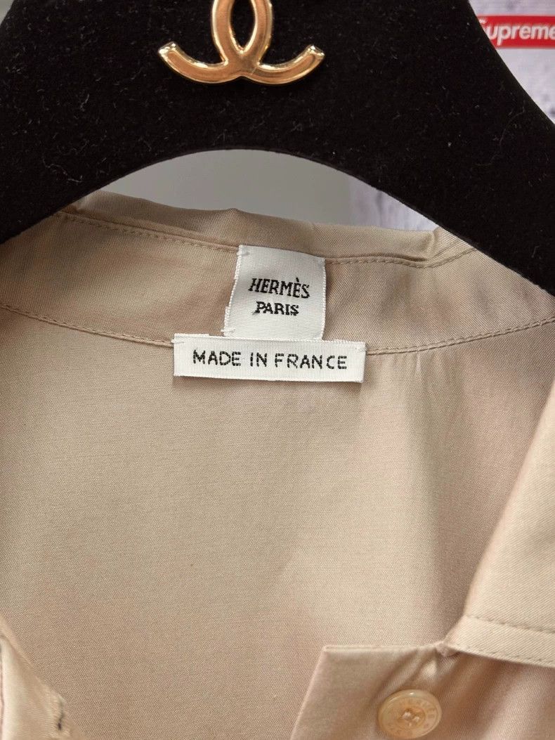 Hermes Casual Khaki Roll Sleeve Shirt Size 34-2506 Size S / US 4 / IT 40 - 5 Thumbnail
