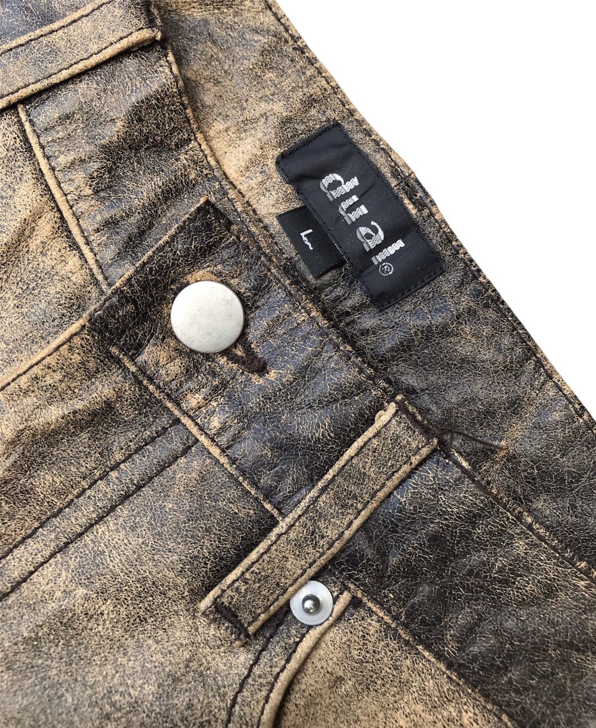 Genuine Leather DUAL ( JAPAN ) FADED COWHIDES LEATHER JEANS Size US 31 - 5 Thumbnail