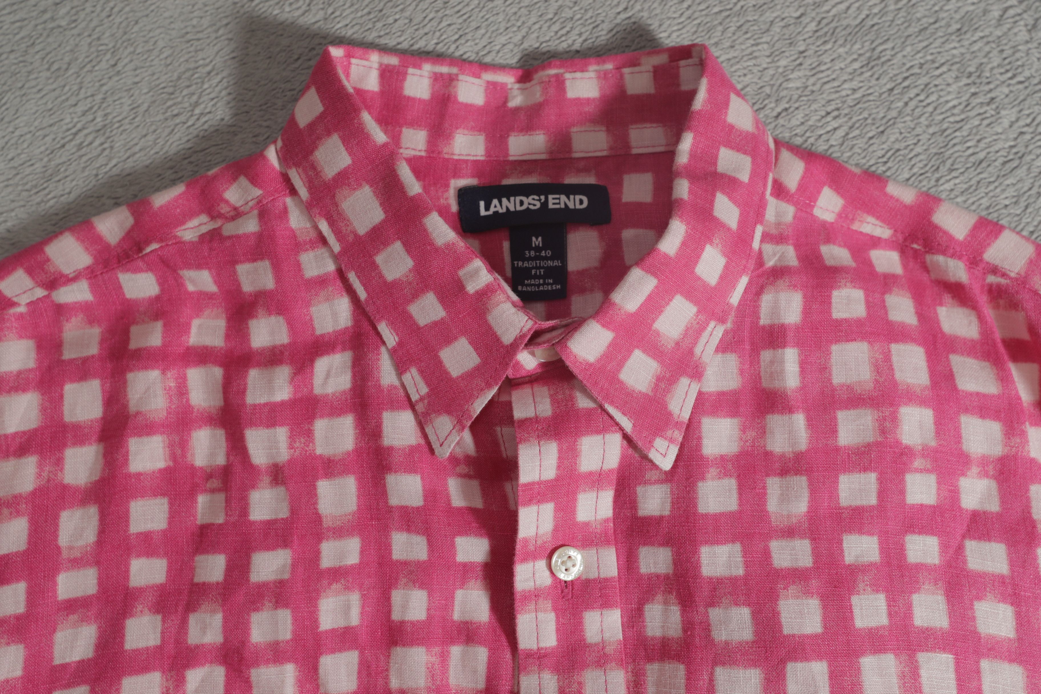 Lands' End Lands End Pink Checkered Vintage Button Down (M) Size US M / EU 48-50 / 2 - 7 Thumbnail
