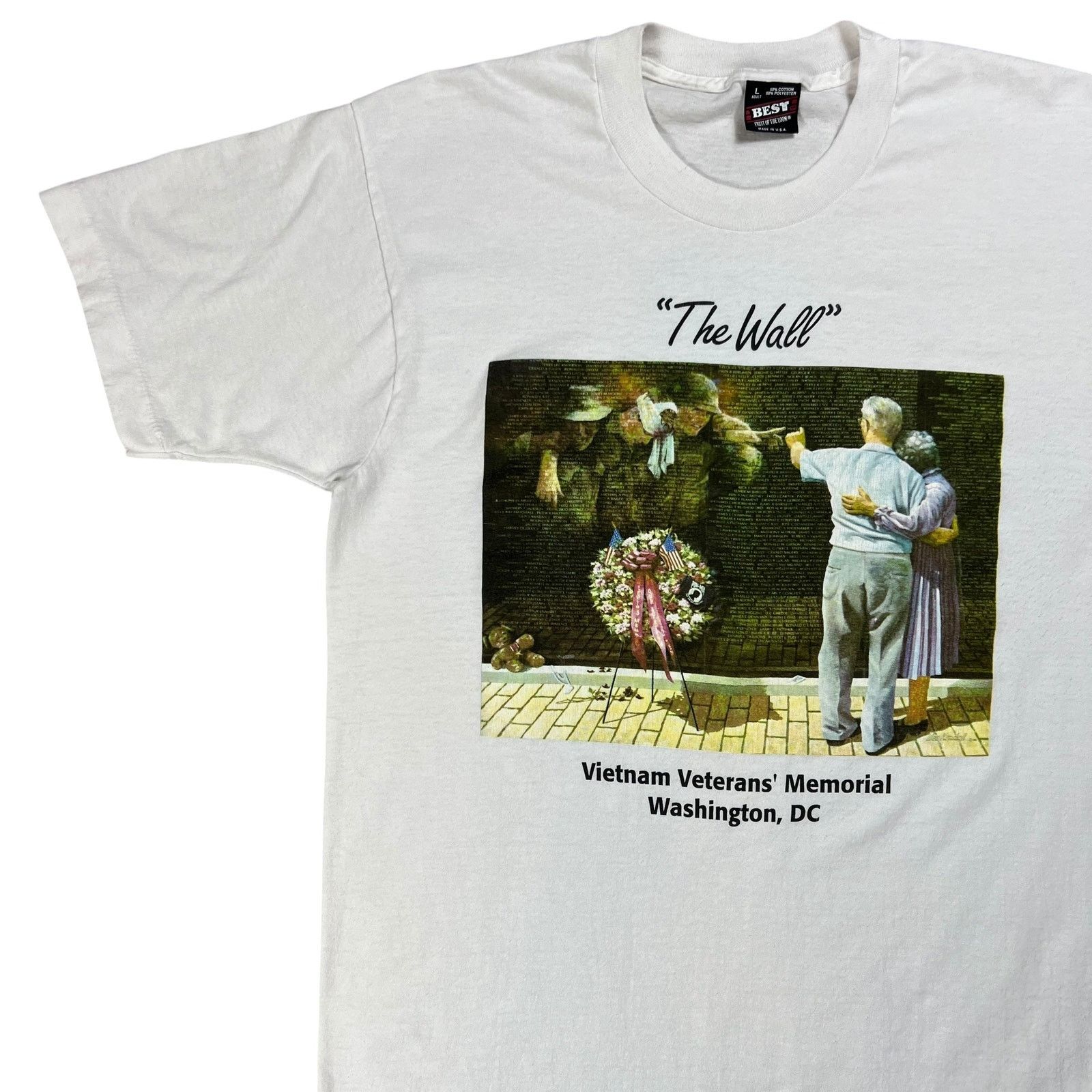 Fruit Of The Loom × Vintage Vintage 90s “The Wall” Vietnam Veterans’ Memorial art tee Size US L / EU 52-54 / 3 - 4 Thumbnail