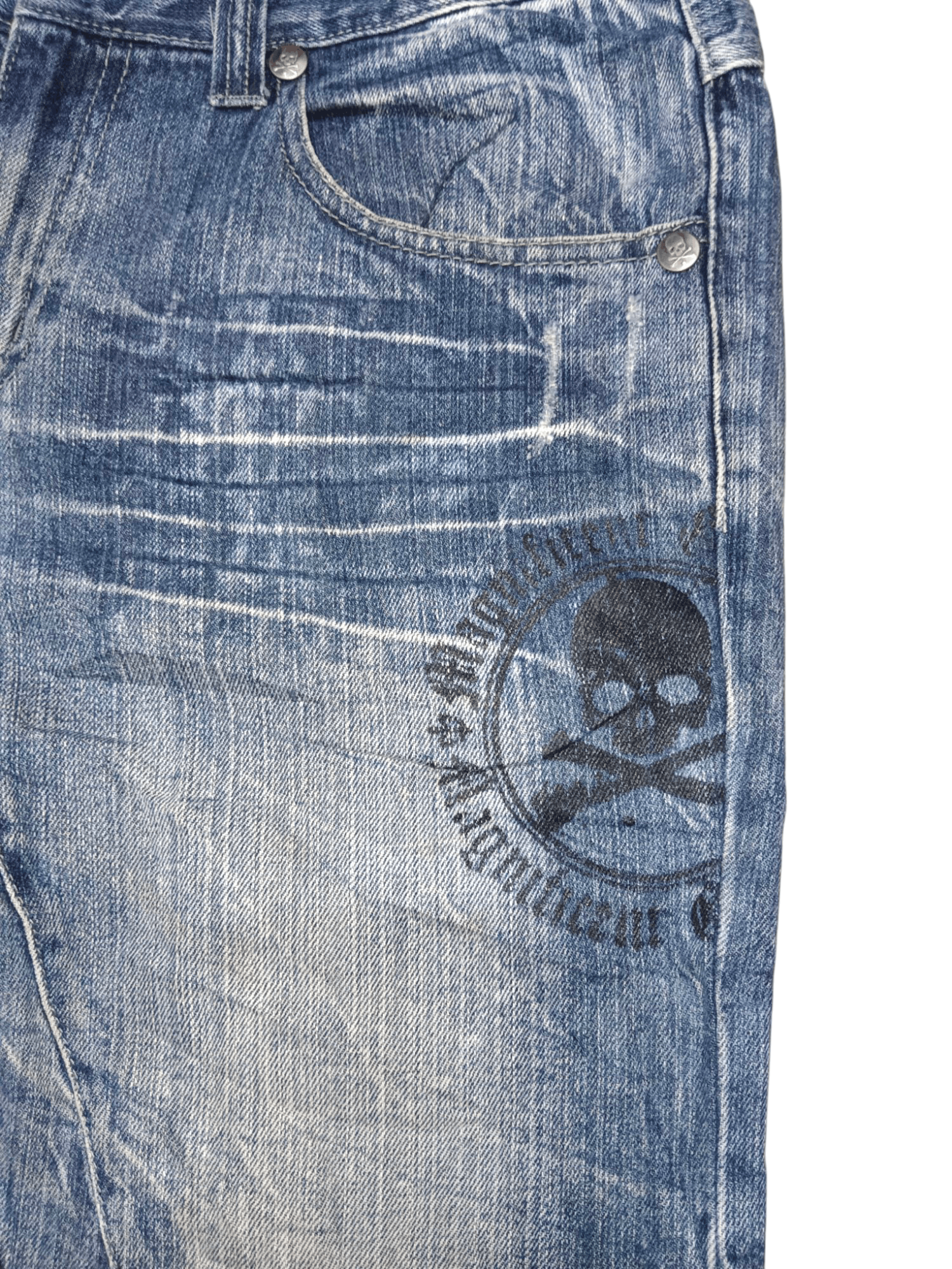Tornado Mart 💥Jack Serika💥 Union Jack Punk Skull Flare Denim Size US 32 / EU 48 - 8 Thumbnail