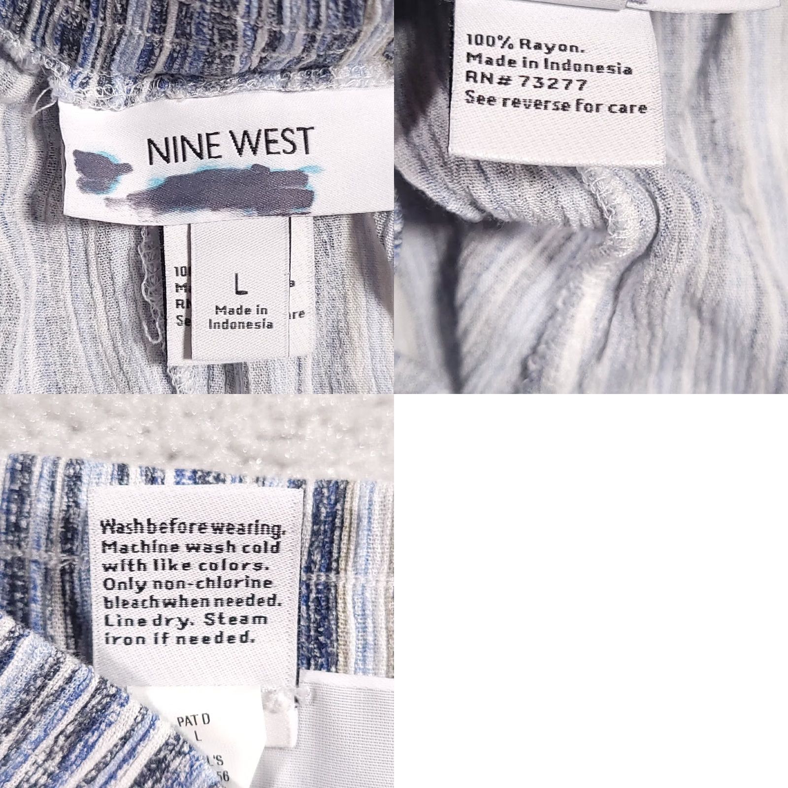 Nine West Nine West Capri Pants Women Large Blue Stripe Pockets Soft Comfort Cotton Rayon Pull On Tapered Leg Flat Front Casual Vintage: No Size 36" / US 14 / IT 50 - 9 Thumbnail