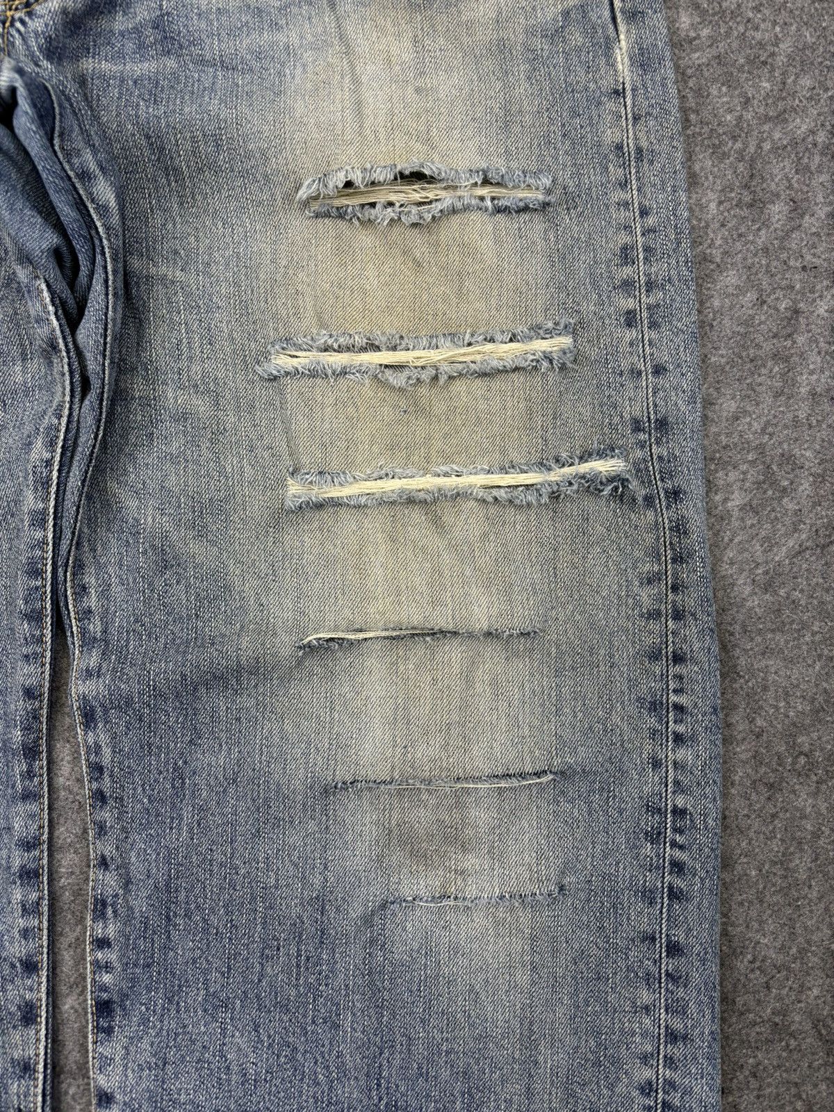 Edwin 💥Thrashed💥Vtg Edwin 445 Loose Heavy Distressed Denim F942 Size US 36 / EU 52 - 5 Thumbnail