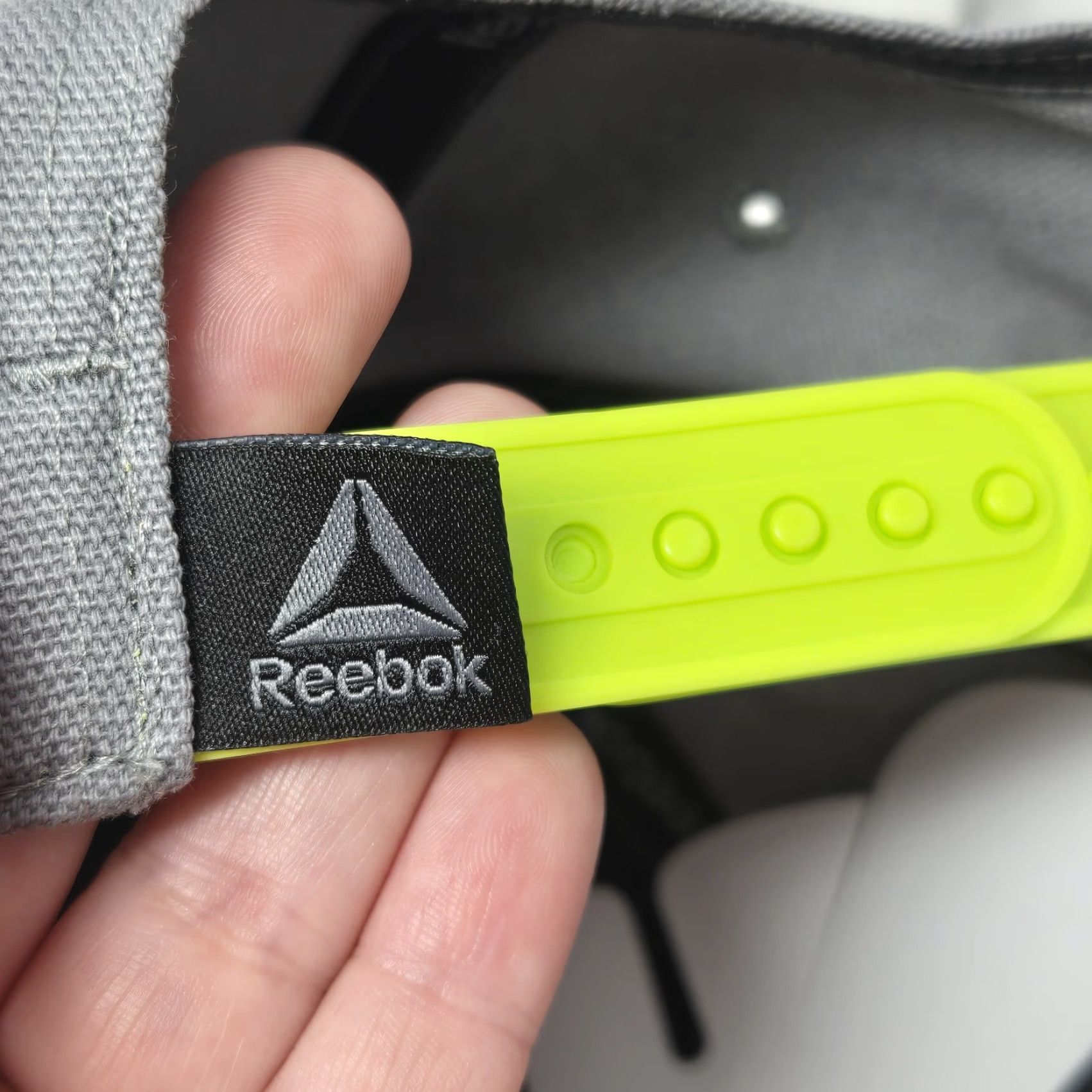 Reebok Reebok Adjustable Hat Gray Lime Green OSFA One Size Men's Baseball Cap New Embroidered Triangle Classic Outdoor Sports Metal Size ONE SIZE - 8 Thumbnail