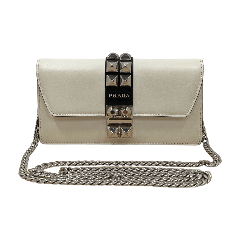 Prada Prada Studded White Shoulder Bag One Size Size ONE SIZE - 1 Thumbnail