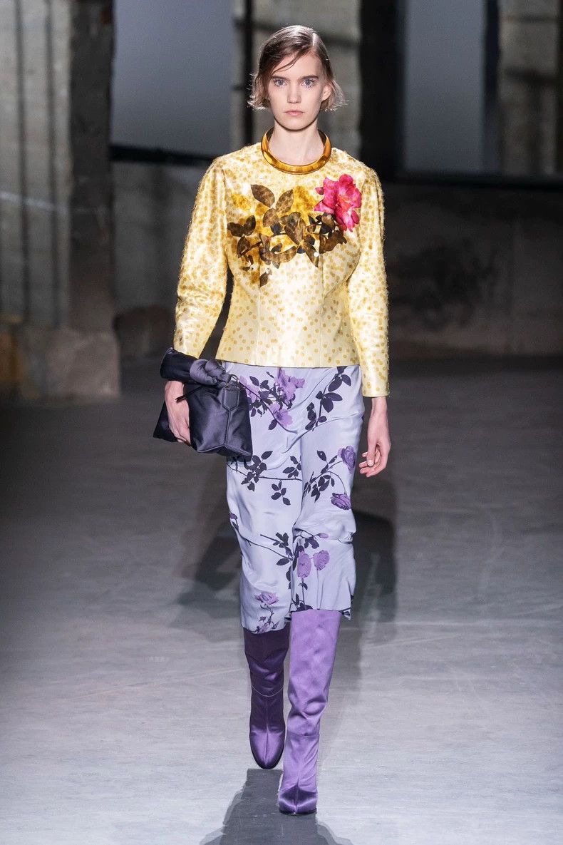 Dries Van Noten Dries Van Noten size:40 Purple Garden Series Silk skirt Size 39" - 7 Thumbnail