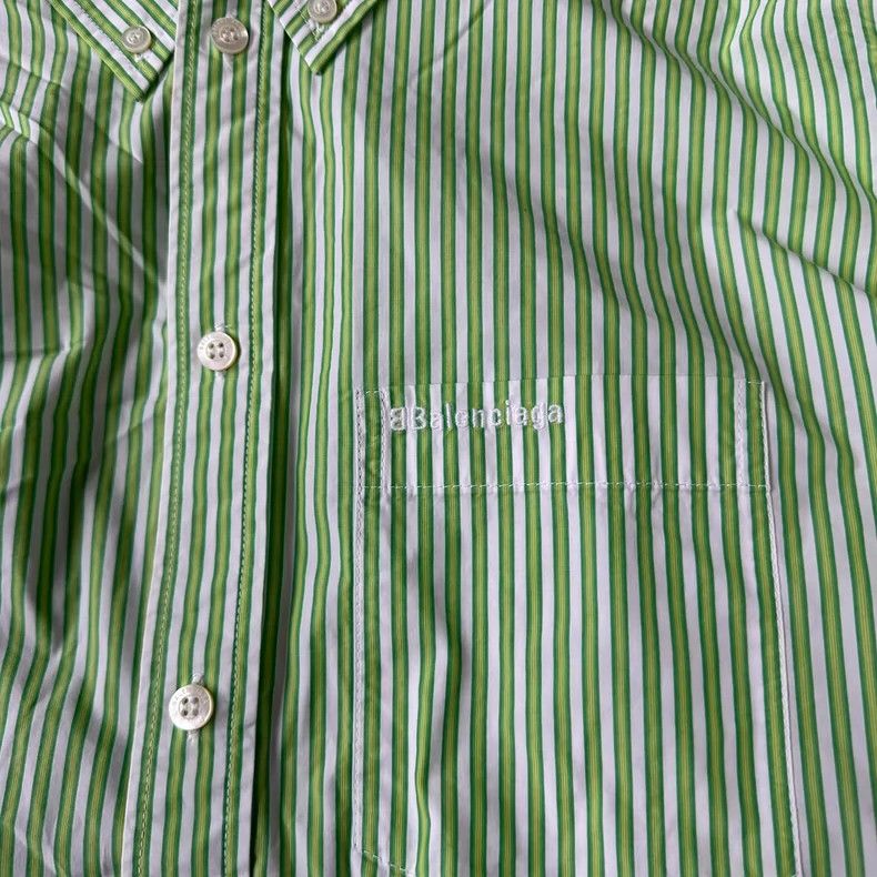 Balenciaga Balenciaga size 34 Women's Green Striped Loose Fit Shirt Size S / US 4 / IT 40 - 3 Thumbnail
