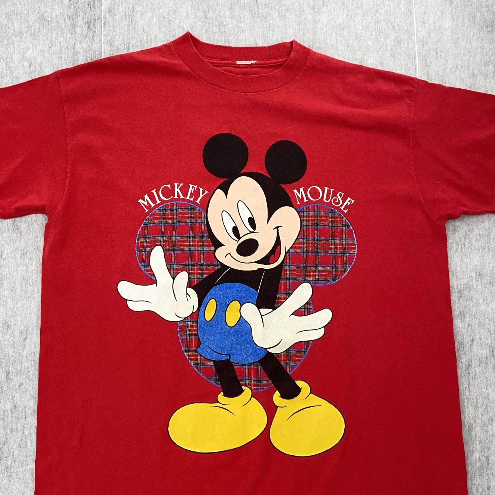 Disney VINTAGE Mickey Mouse Disney Sleep Shirt Womens One Size Red Graphic Print Lounge Nightgown Knit Cotton Size ONE SIZE - 3 Thumbnail