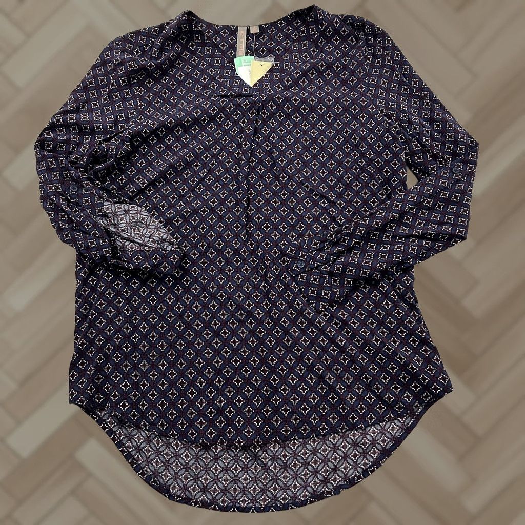 Vintage Brina & EM Lemmy V Neck Long Sleeve Top Women's Small Blue Shirt Size S / US 4 / IT 40 - 1 Thumbnail