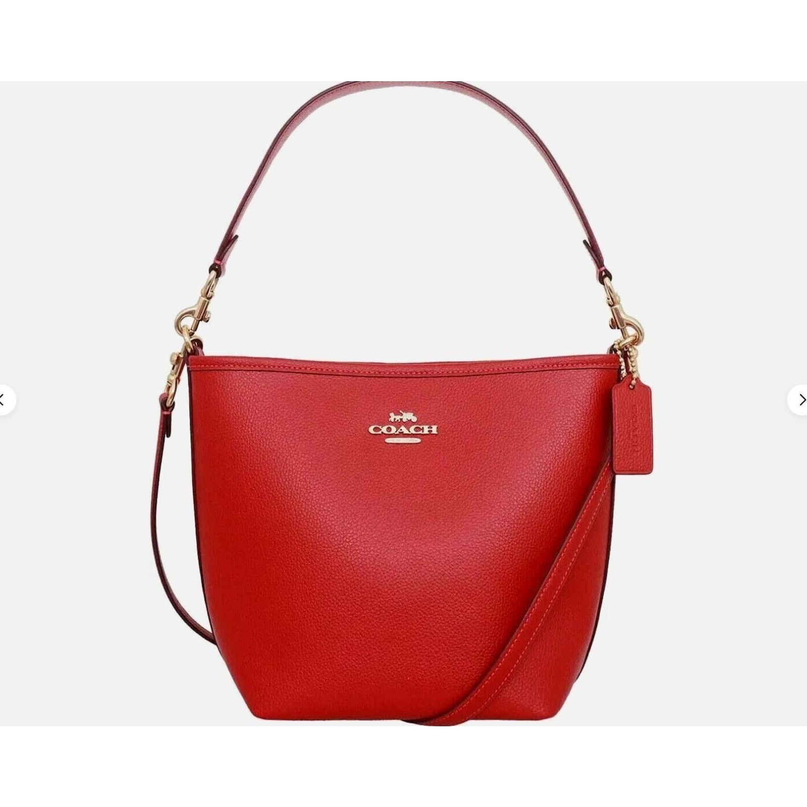Coach NWT COACH CT801 City Bucket Leather Bag Purse Bold Red/ Gold Size ONE SIZE - 2 Thumbnail