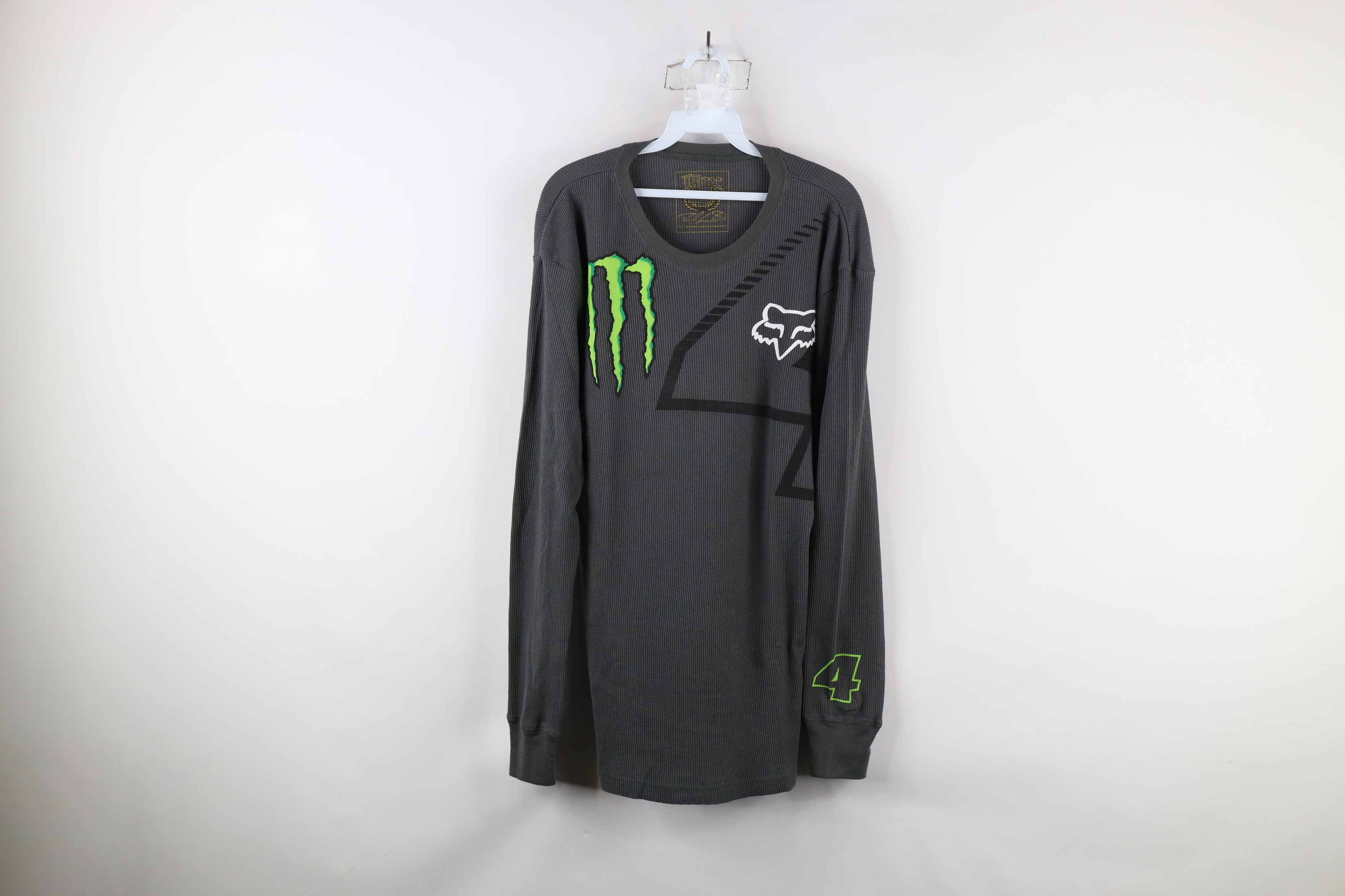 Fox Racing × Vintage Fox Racing x Monster Energy Thermal Waffle Knit T-Shirt Size US XL / EU 56 / 4 - 1 Thumbnail