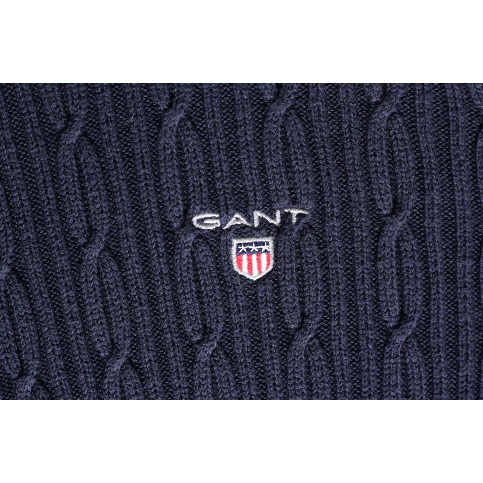 Gant GANT Cable Knit Cotton Crew Neck Jumper Sweater Men L Blue VR3878 Size US L / EU 52-54 / 3 - 4 Thumbnail