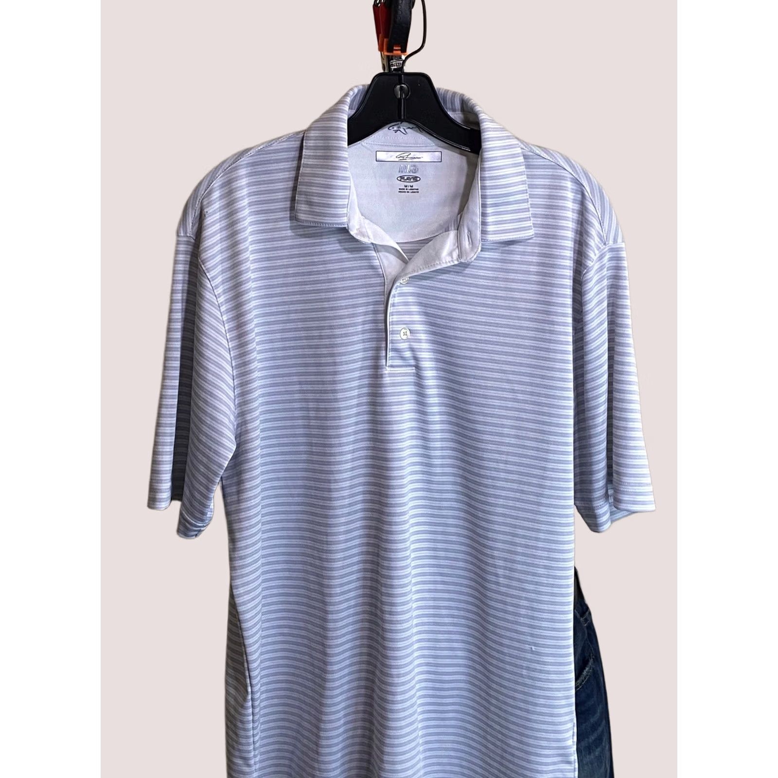 Vintage Greg Norman Gray Stripe Play Dry Poly Golf POLO SHIRT Medium M Size US M / EU 48-50 / 2 - 1 Thumbnail