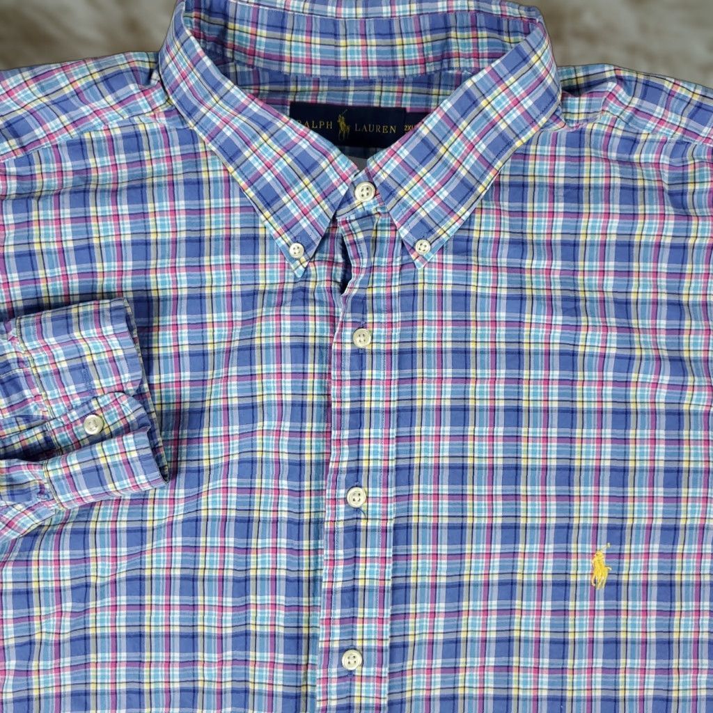 Ralph Lauren Ralph Lauren Shirt Mens 2XLT Blue Plaid Pony Button-Up Long Sleeve Casual Size US XXL / EU 58 / 5 - 1 Thumbnail