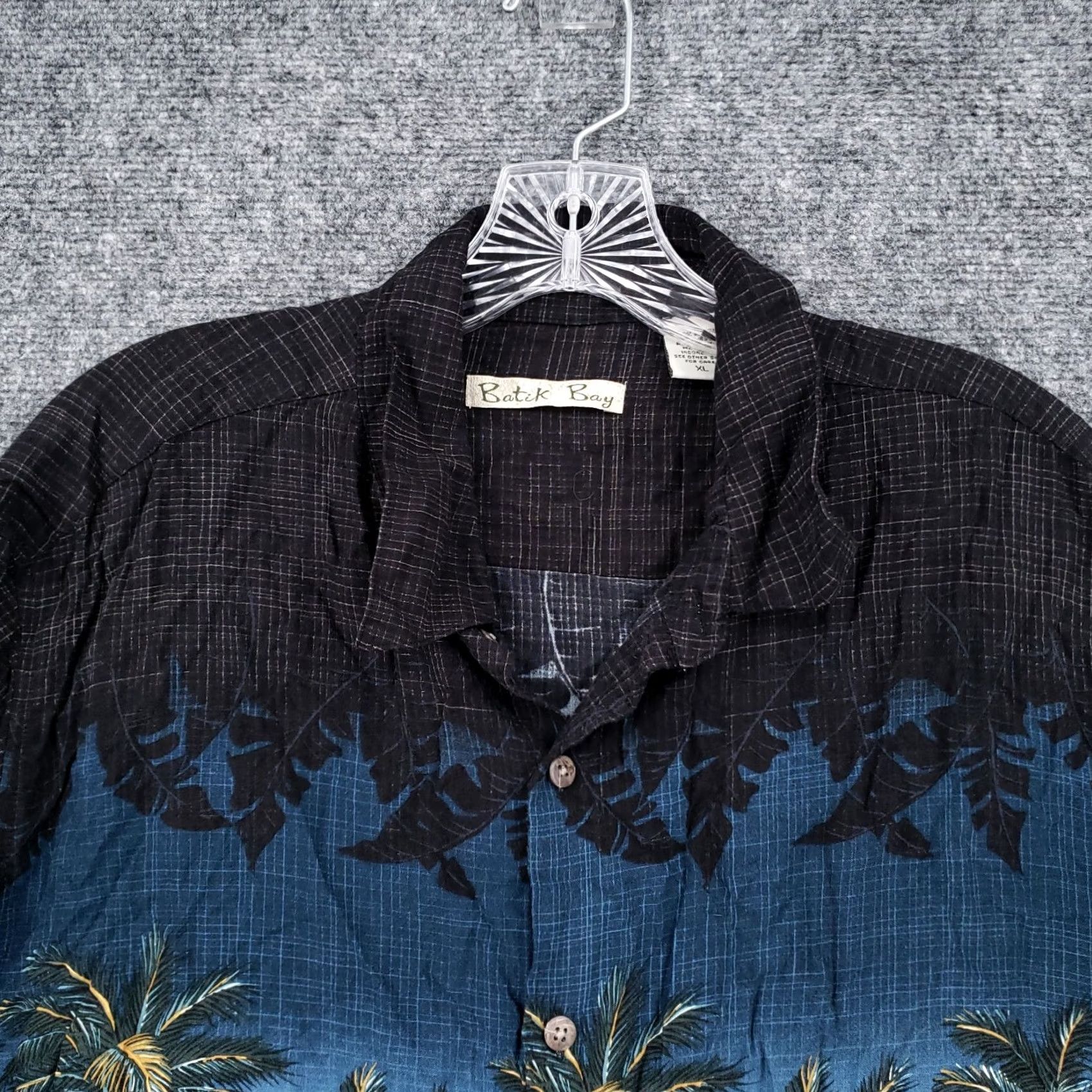 Vintage Batik Bay Shirt Mens XL Black Hawaiian Camp Palm Tree Short Sleeve Button-Up Size US XL / EU 56 / 4 - 3 Thumbnail