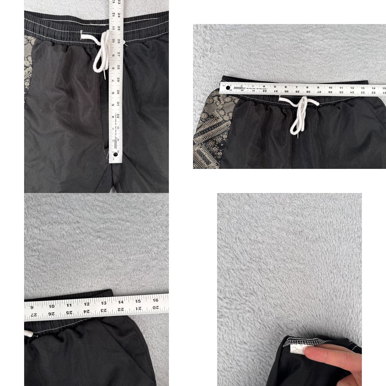 Vintage VINTAGE Unbranded Swim Trunks Mens Medium Black Pattern Solid 100% Polyester Beach Pool Lined Drawstring Size US 31 - 8 Thumbnail