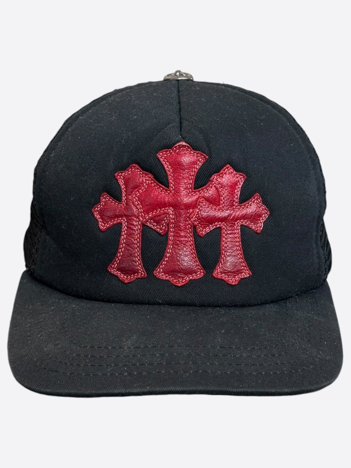 Chrome Hearts Chrome Hearts Red Leather Cemetery Hat - Triple Cross Size ONE SIZE - 1 Thumbnail
