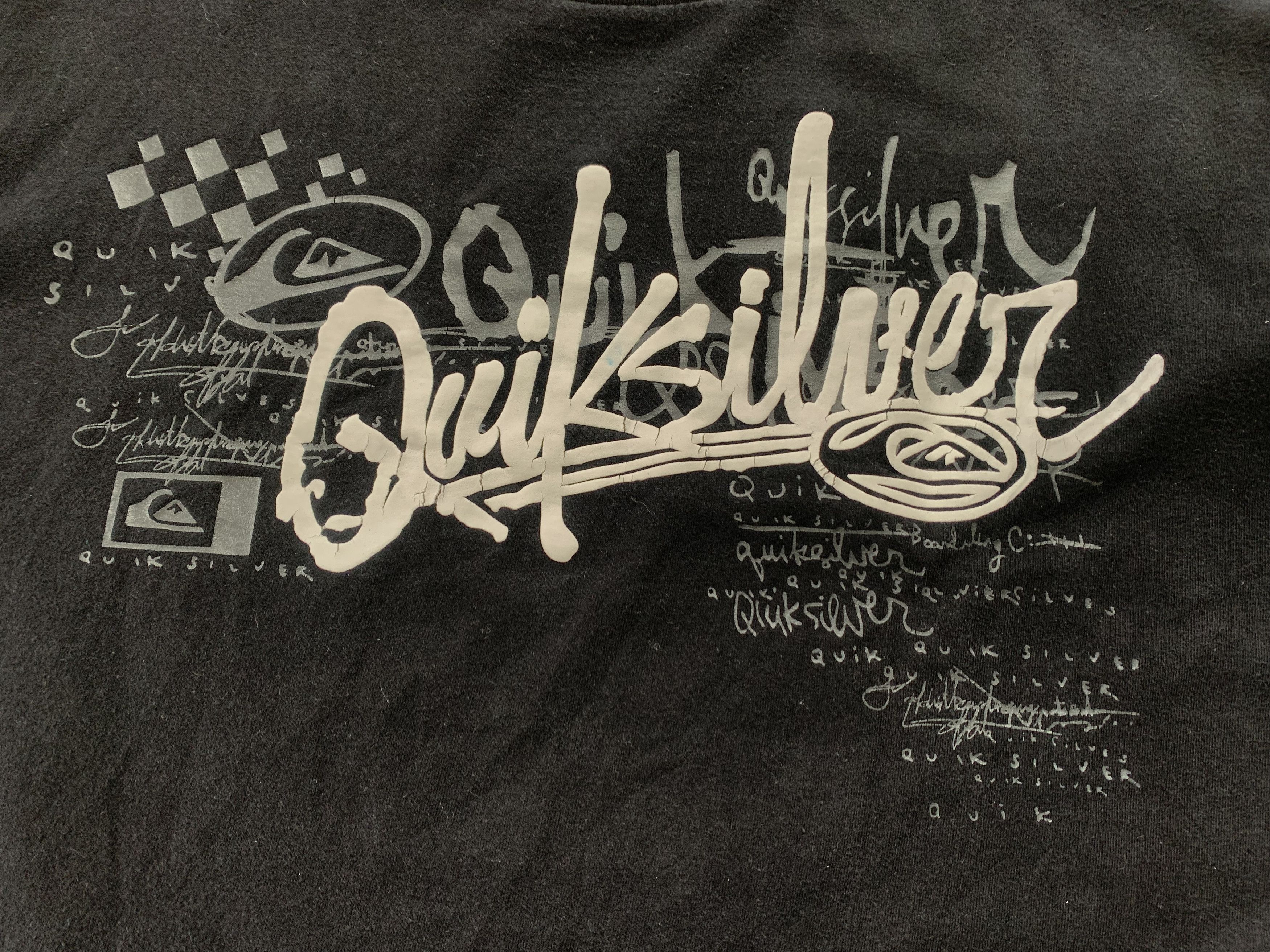 Quicksilver Vintage Quicksilver Cotton Black Printed T Shirt Size US XL / EU 56 / 4 - 5 Thumbnail