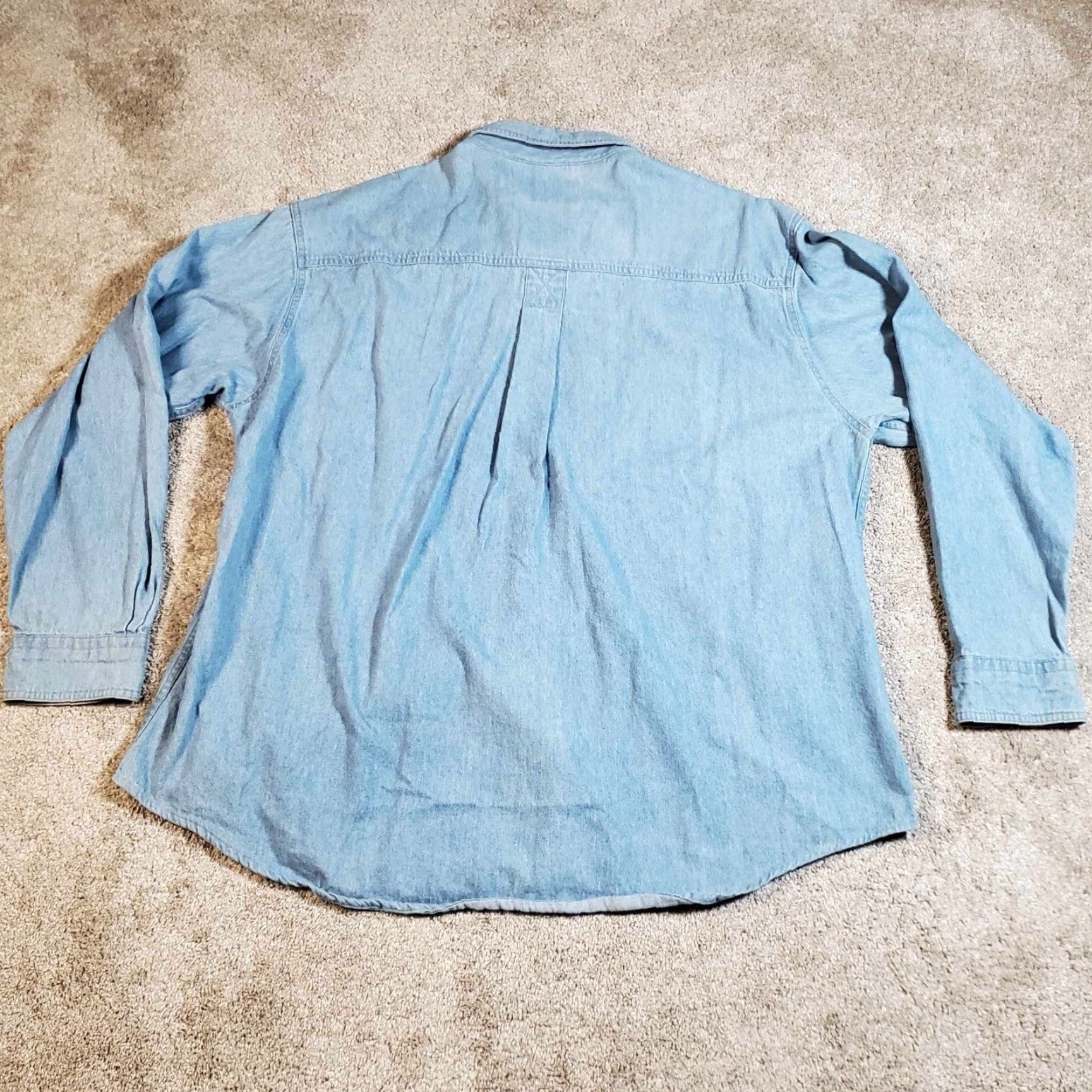 Vintage VINTAGE Woolrich Shirt Denim Long Sleeve Button-Up 2XL BIG Distressed Blueship? Size US XXL / EU 58 / 5 - 3 Thumbnail