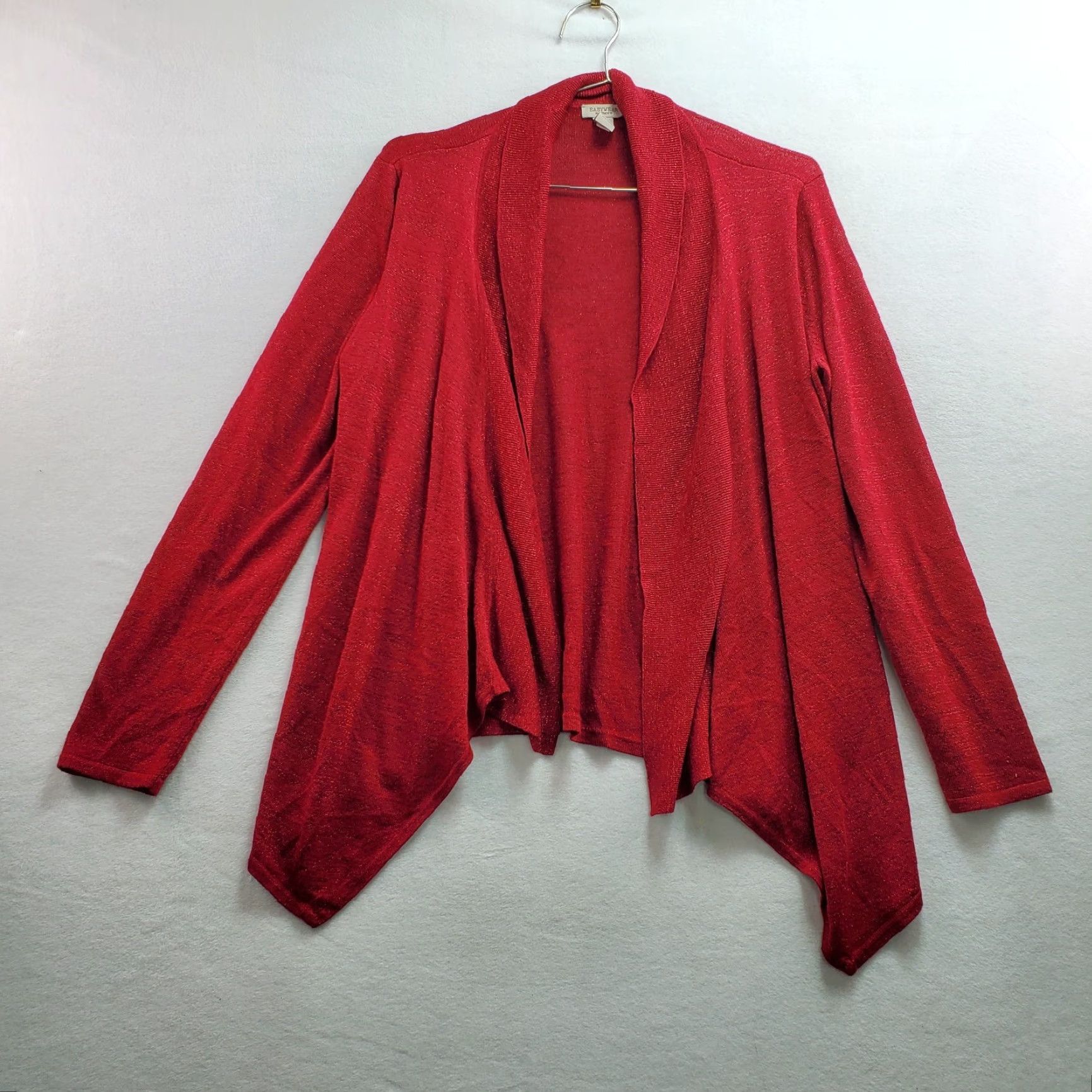 Vintage Chicos Cardigan Sweater Women S Red Knit Rayon Shawl Neck Casual Open 1 (S) Easywear Vintage No Size S / US 4 / IT 40 - 3 Thumbnail