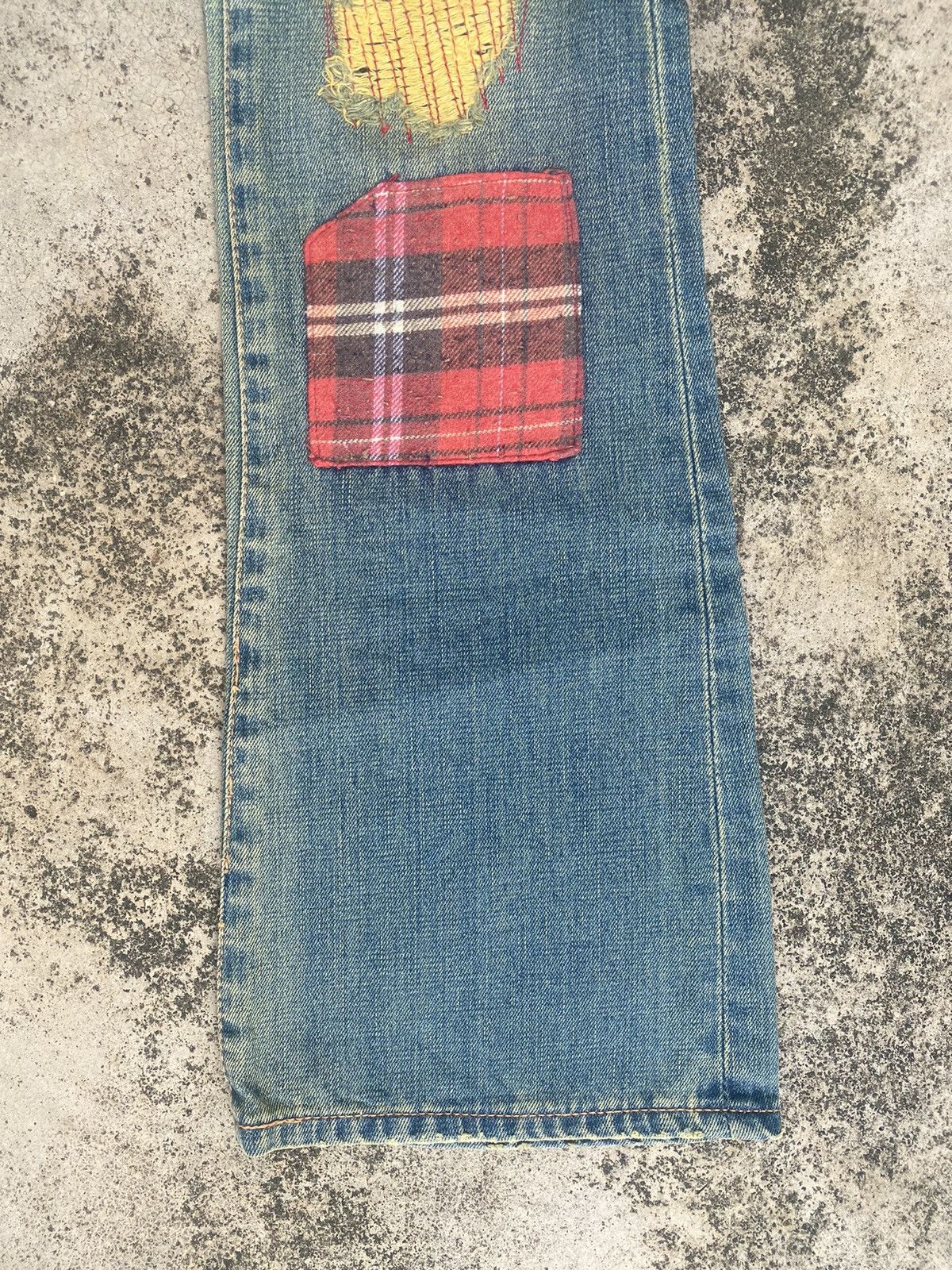 If Six Was Nine × Japanese Brand Flare Jeans Bonds & Peace Patchwork Fade Bootcut Size US 31 - 5 Thumbnail