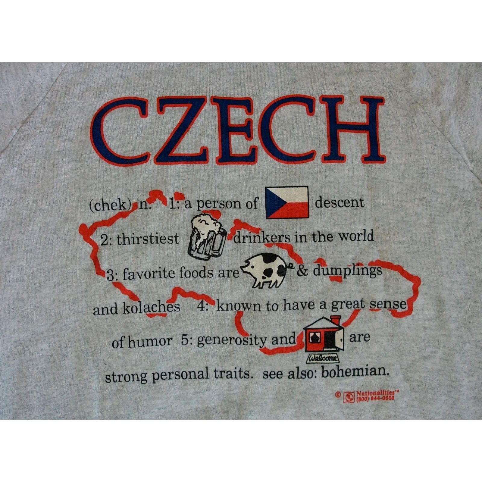 Fruit Of The Loom VTG Czech Nationalities crewneck Sweatshirt Men's XL Gray Graphic Print 90s Beer Patriotic Fruit of the Loom Mens XL Size US XL / EU 56 / 4 - 3 Thumbnail