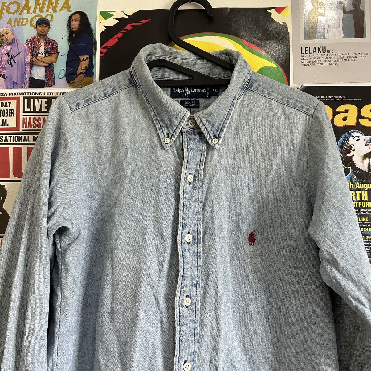 Ralph Lauren Vintage Ralph Lauren Distressed Denim Long Sleeve Shirt Size US M / EU 48-50 / 2 - 2 Thumbnail