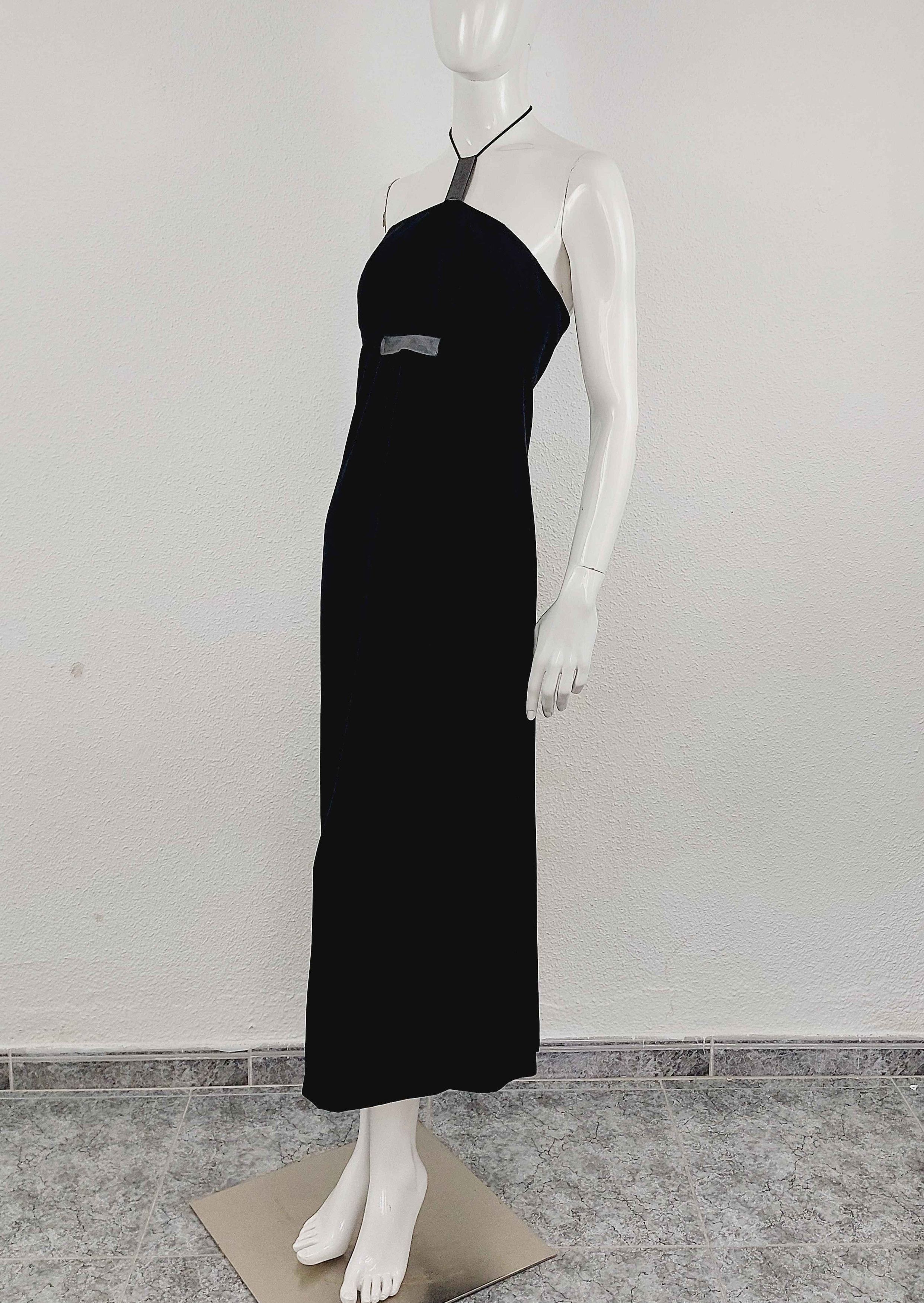 Thierry Mugler Thierry Mugler Black Split Neck Tie Open Maxi Dress Gown Size S / US 4 / IT 40 - 1 Thumbnail