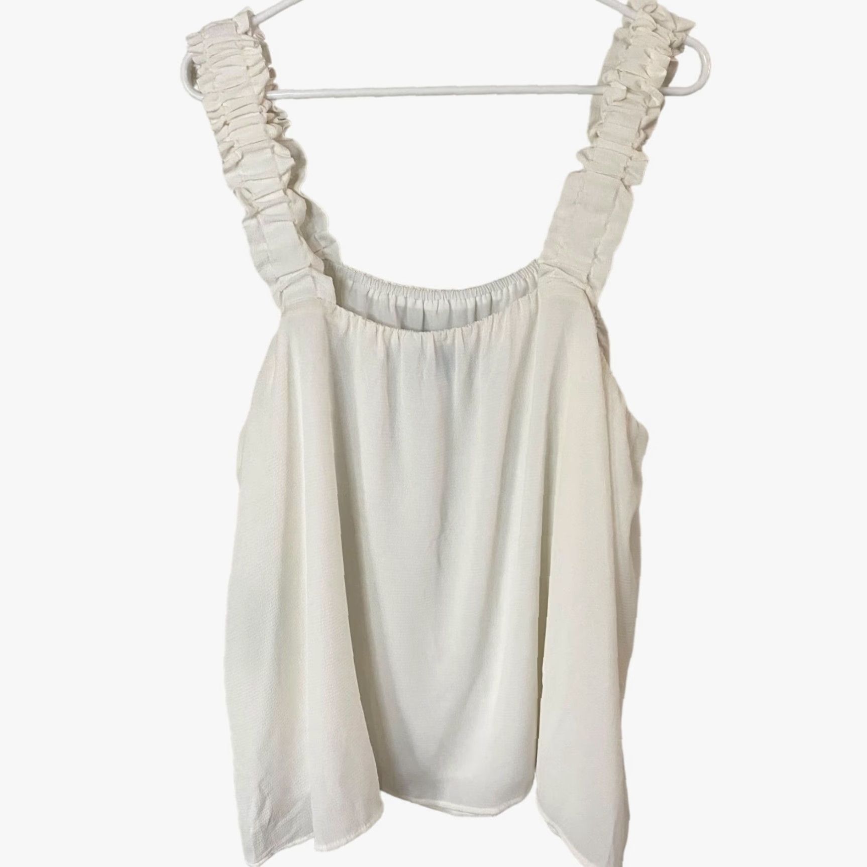 Vintage CeCe Blouse Sleeveless Ruffled Swing White Textured Smocked Top XL Womens Size XL / US 12-14 / IT 48-50 - 3 Thumbnail