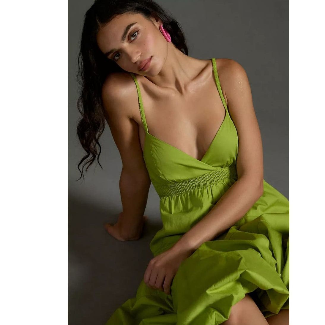 Anthropologie New By Anthropologie V-Neck Tiered Bubble-Hem Dress $170 L Size L / US 10 / IT 46 - 3 Thumbnail