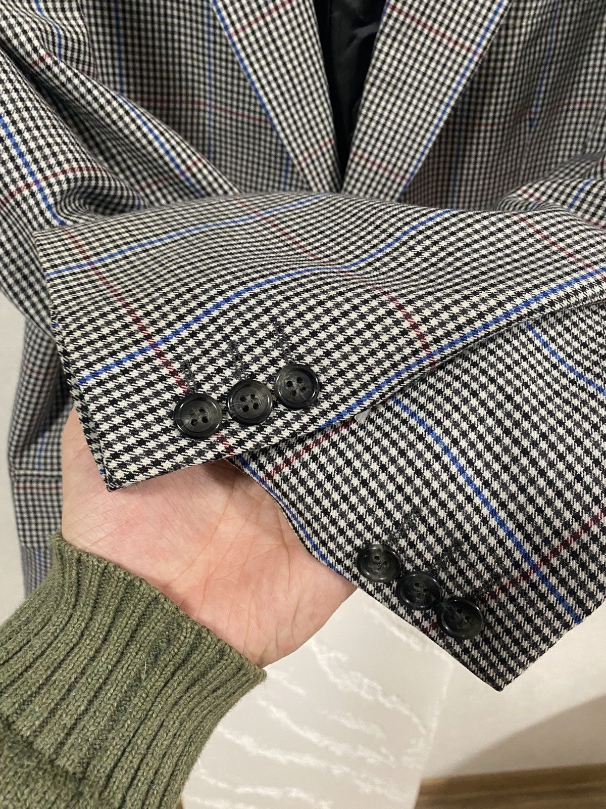 Vintage Brook Taverner Houndstooth Windowpane Blazer Size 44 Euro 56 Size 44R - 5 Thumbnail
