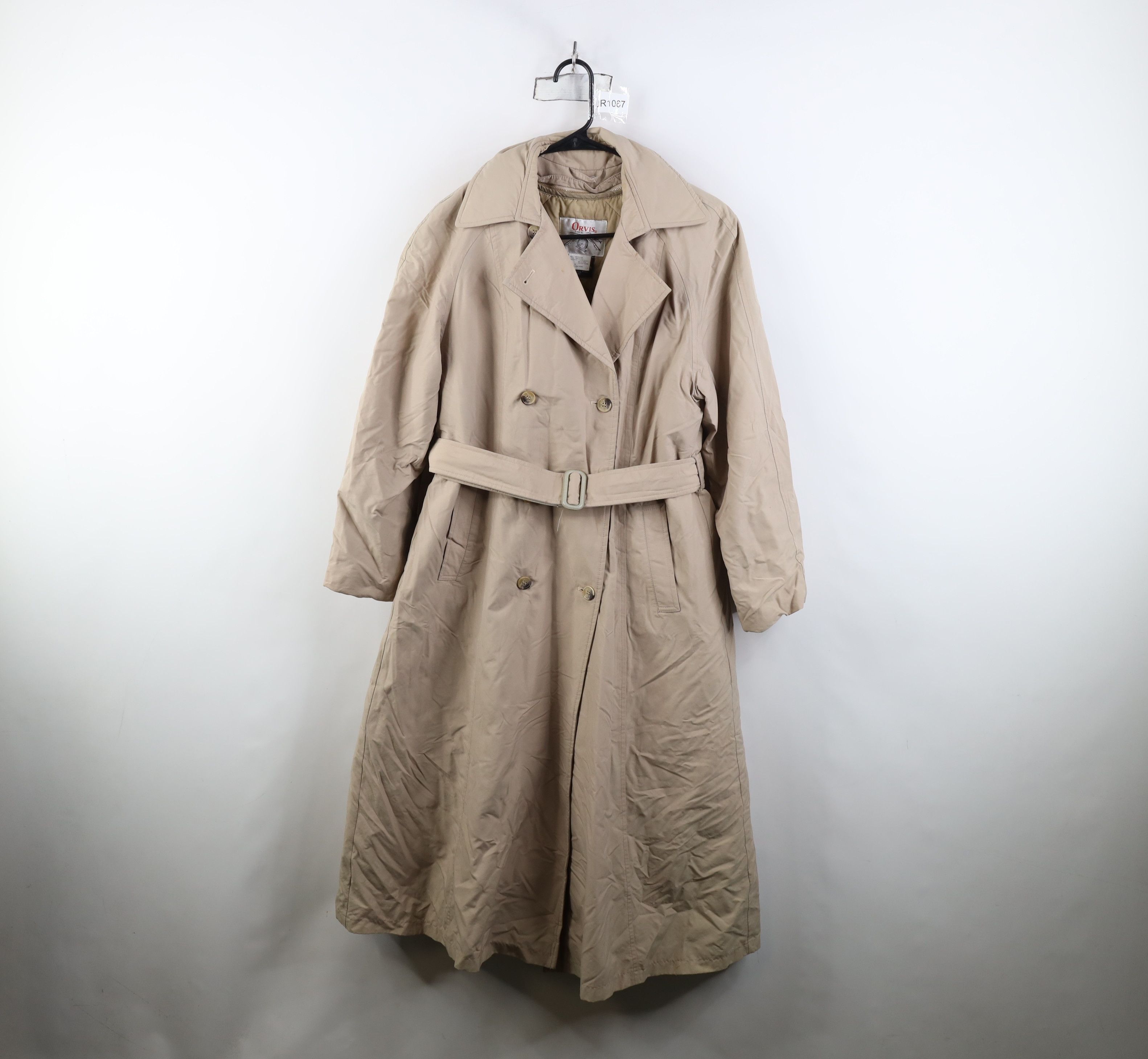 Orvis Vintage 70s 80s Orvis Lined Belted Trench Coat Jacket Beige Size XL / US 12-14 / IT 48-50 - 1 Thumbnail