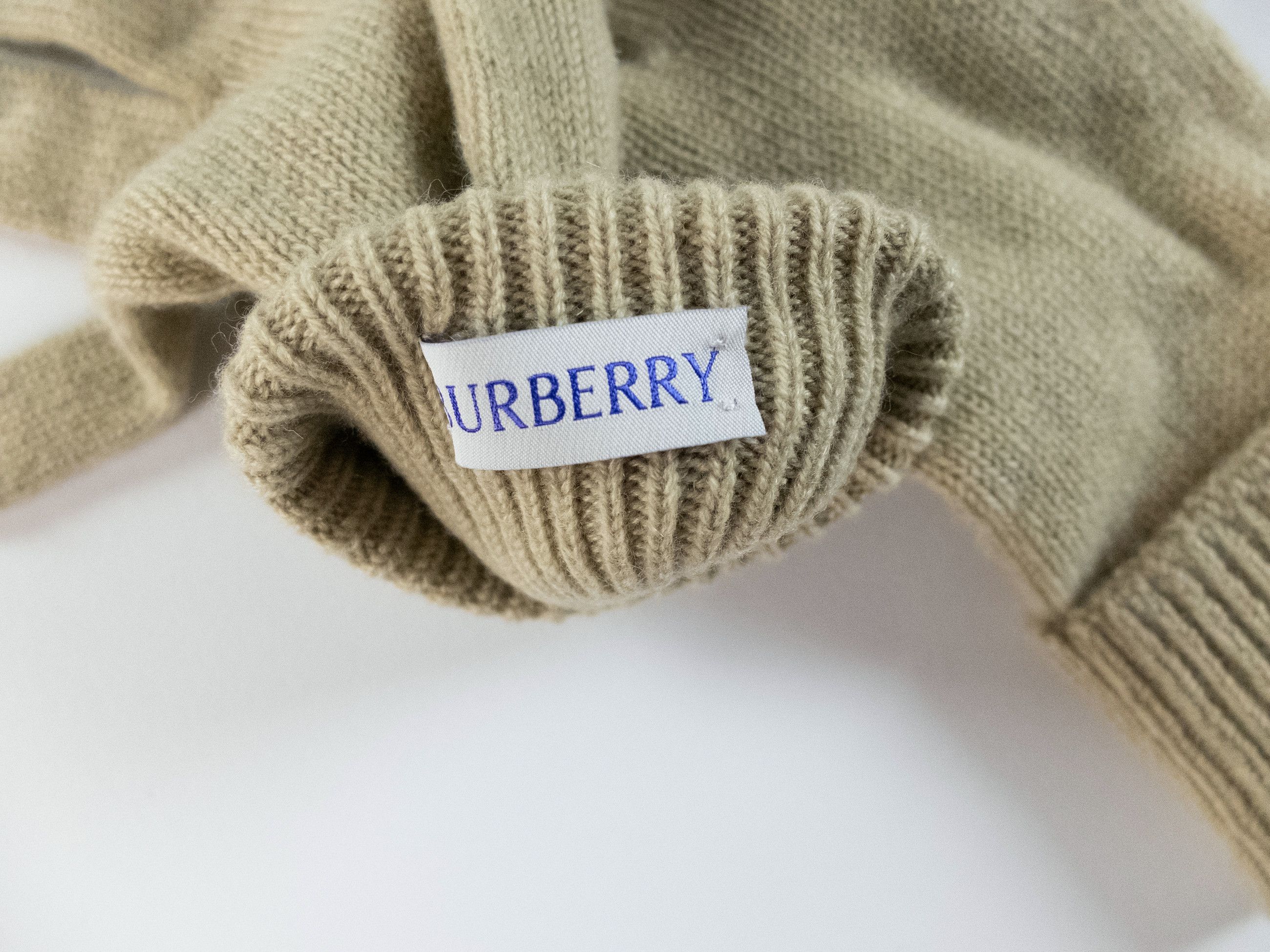 Burberry BURBERRY beige knight logo embroidered cashmere gloves M/L Size ONE SIZE - 6 Thumbnail