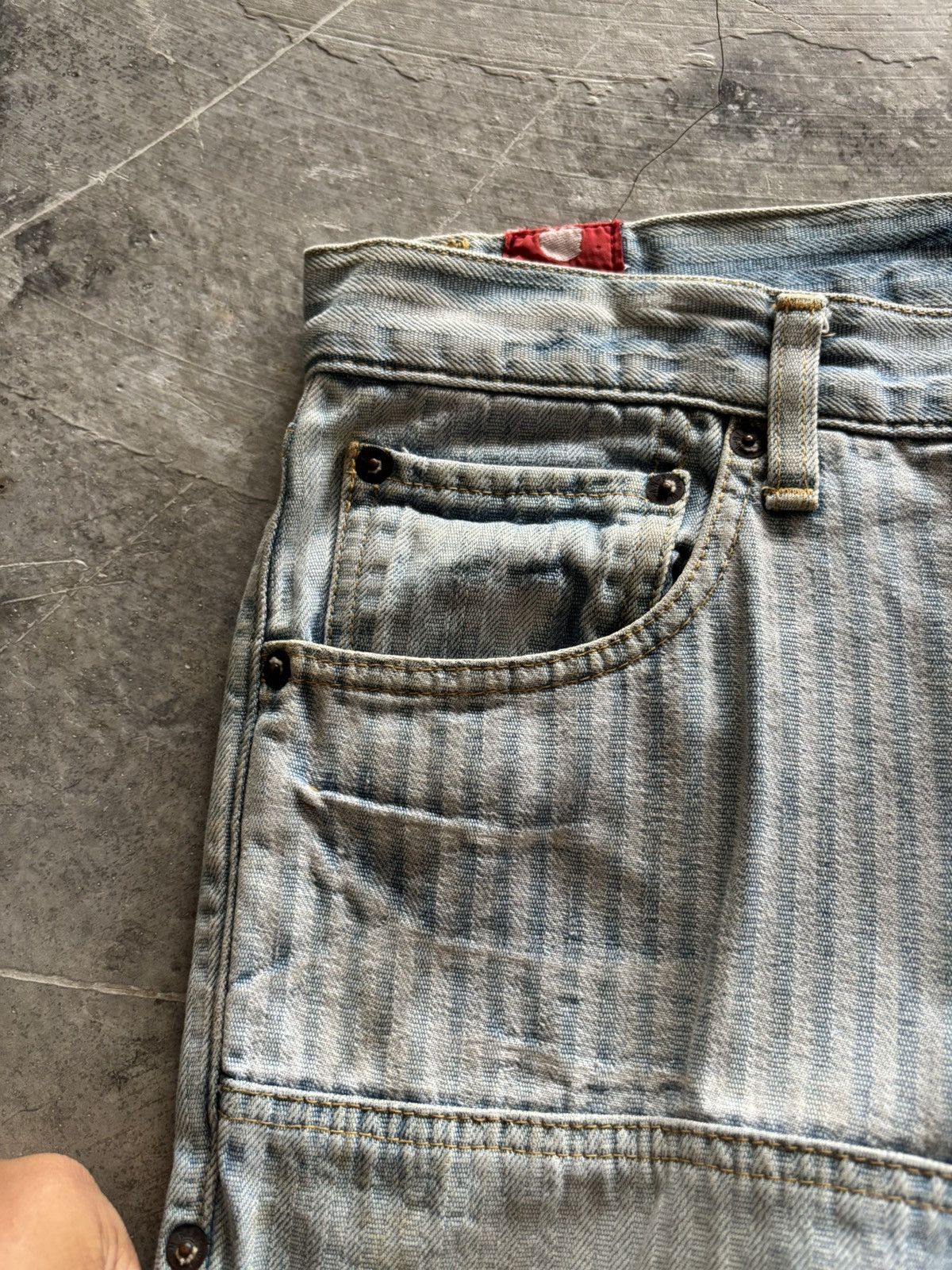 Japanese Brand BLUE WAY HICKORY STONE WASHED FADE JAPANESE HARAJUKU STYLE Size US 35 - 10 Thumbnail