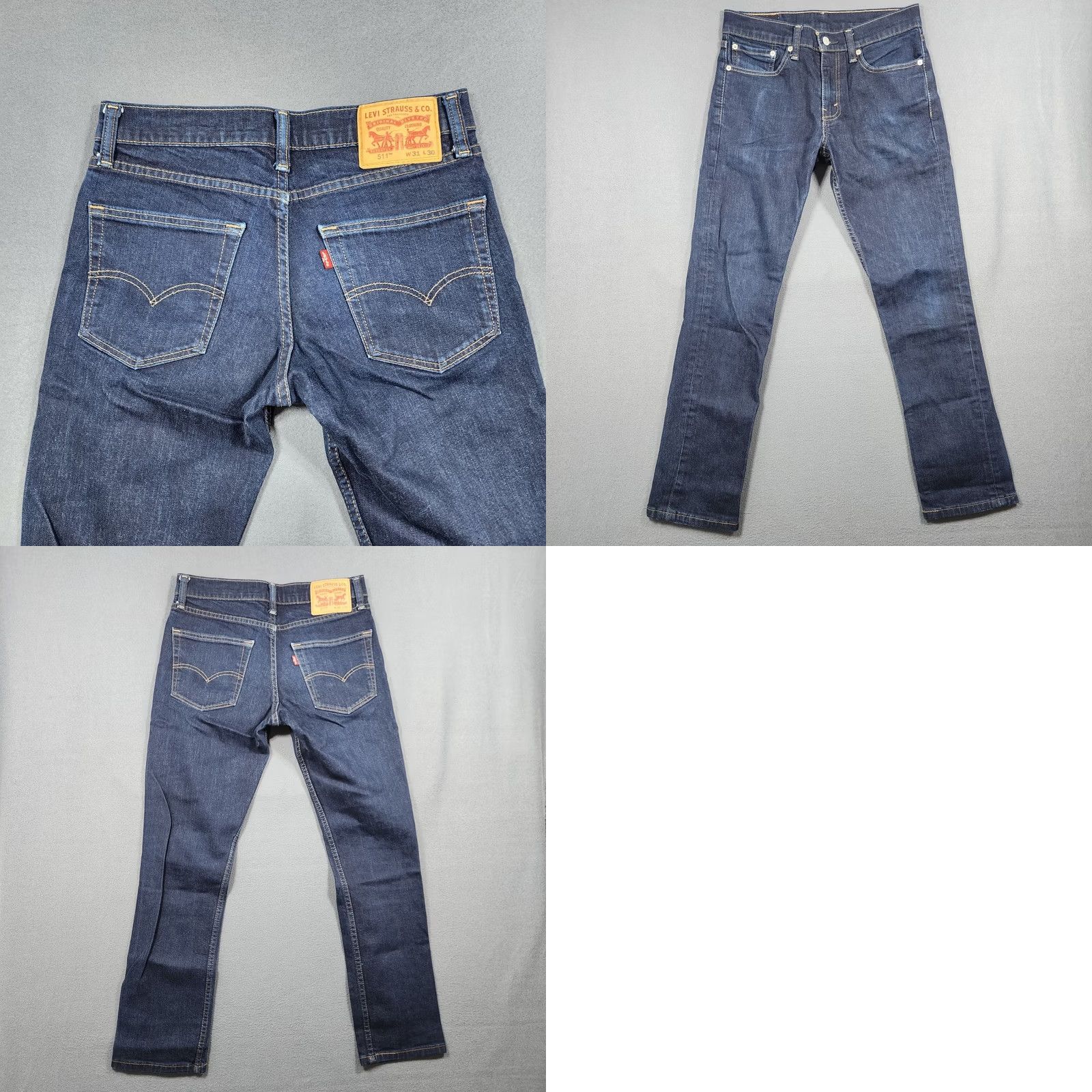 Levi's Levis Jeans Men 30x29 Dark Wash Blue Slim Straight Workwear Casual Tagged 31x30 Size US 30 / EU 46 - 9 Thumbnail