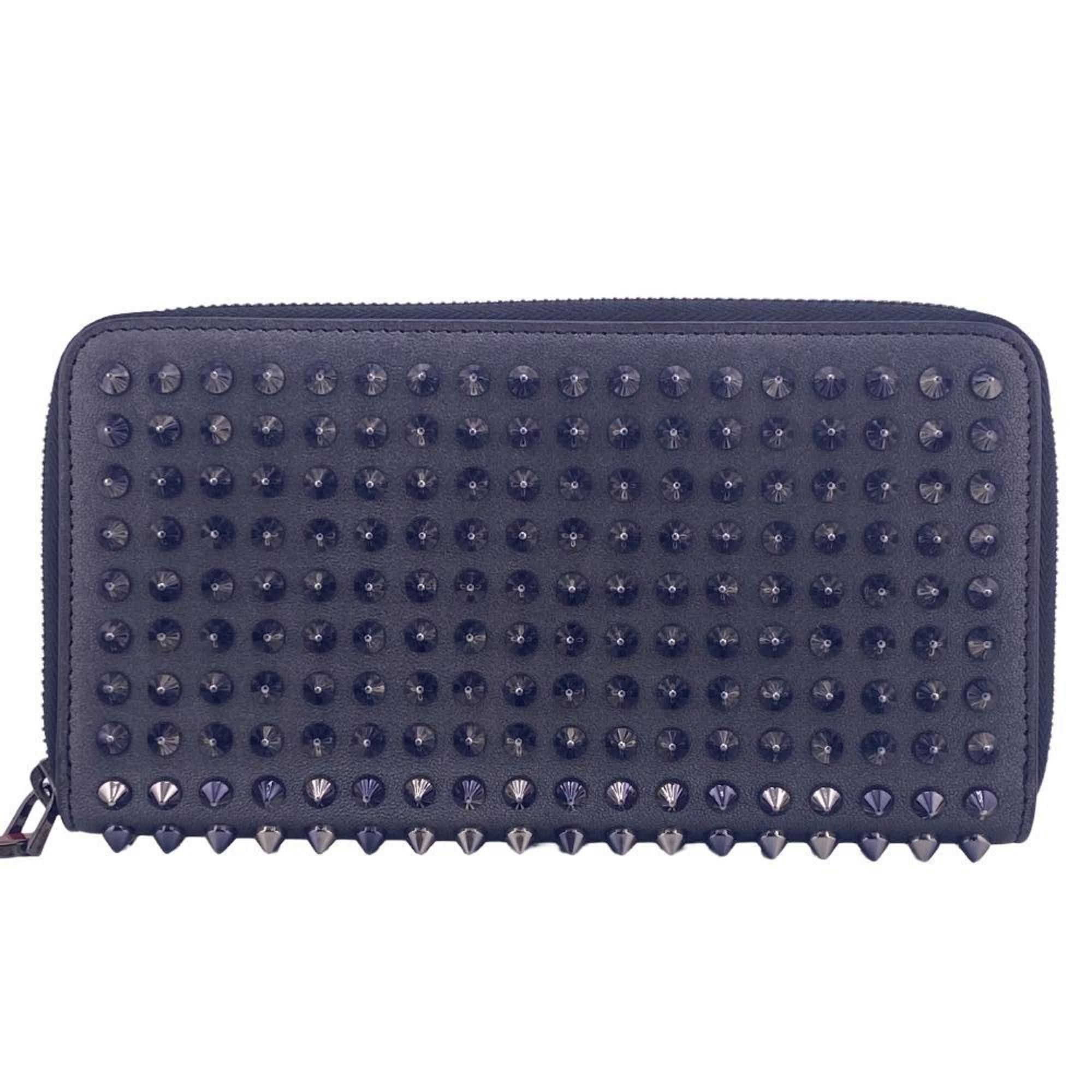 image of Vintage Christian Louboutin Round Studded Long Wallet Gray Men's A3786F in Grey