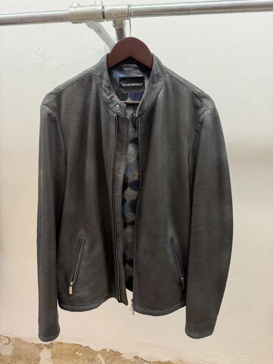 Emporio Armani SS2016 Emporio Armani Blue Python Embossed Leather Jacket Size US M / EU 48-50 / 2 - 7 Thumbnail